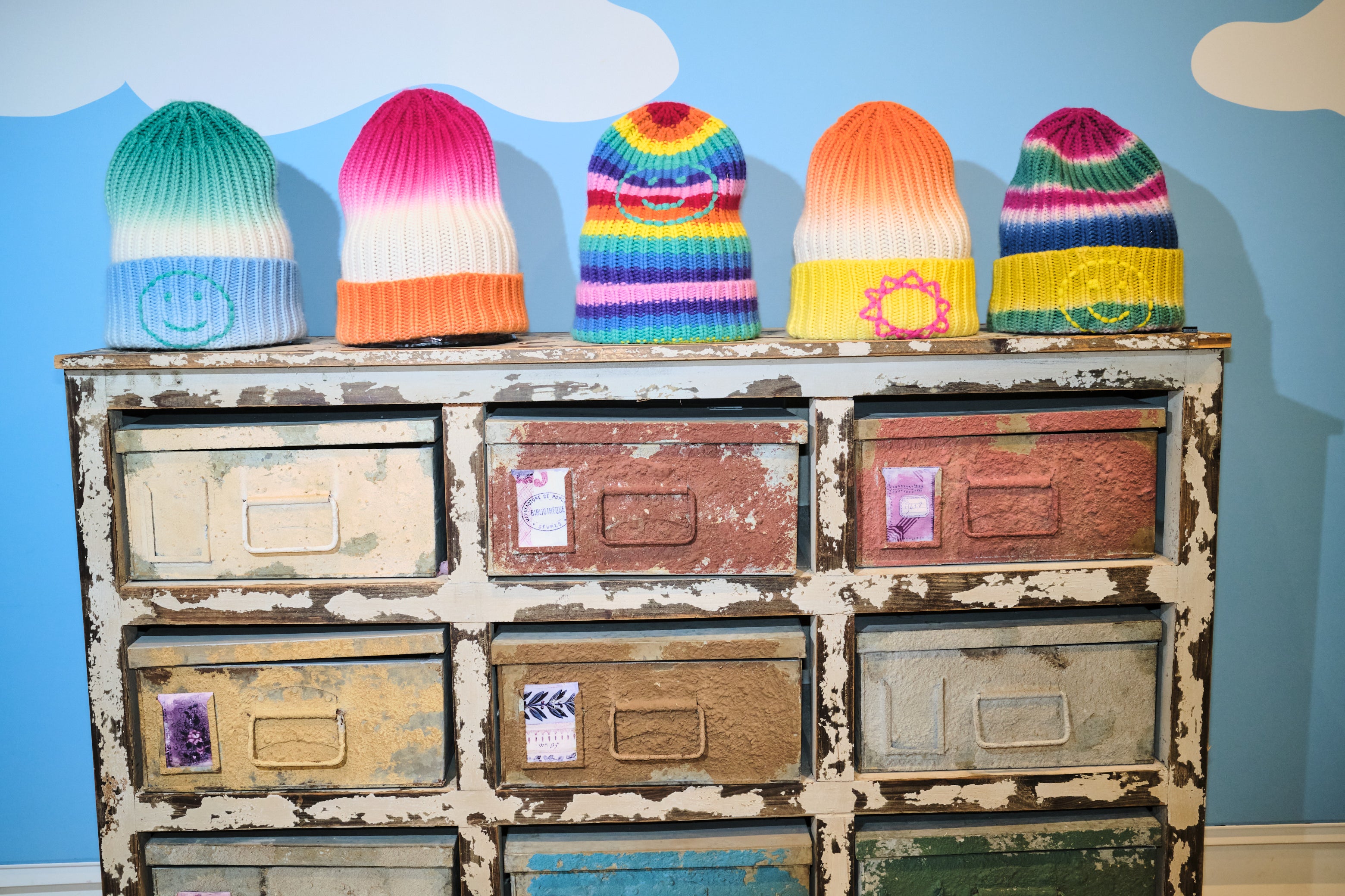 Multi-stitched Happy Beanie