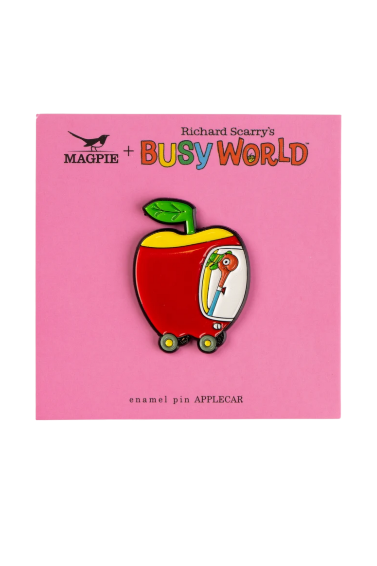 Magpie x Richard Scarry Apple Car Enamel Pin