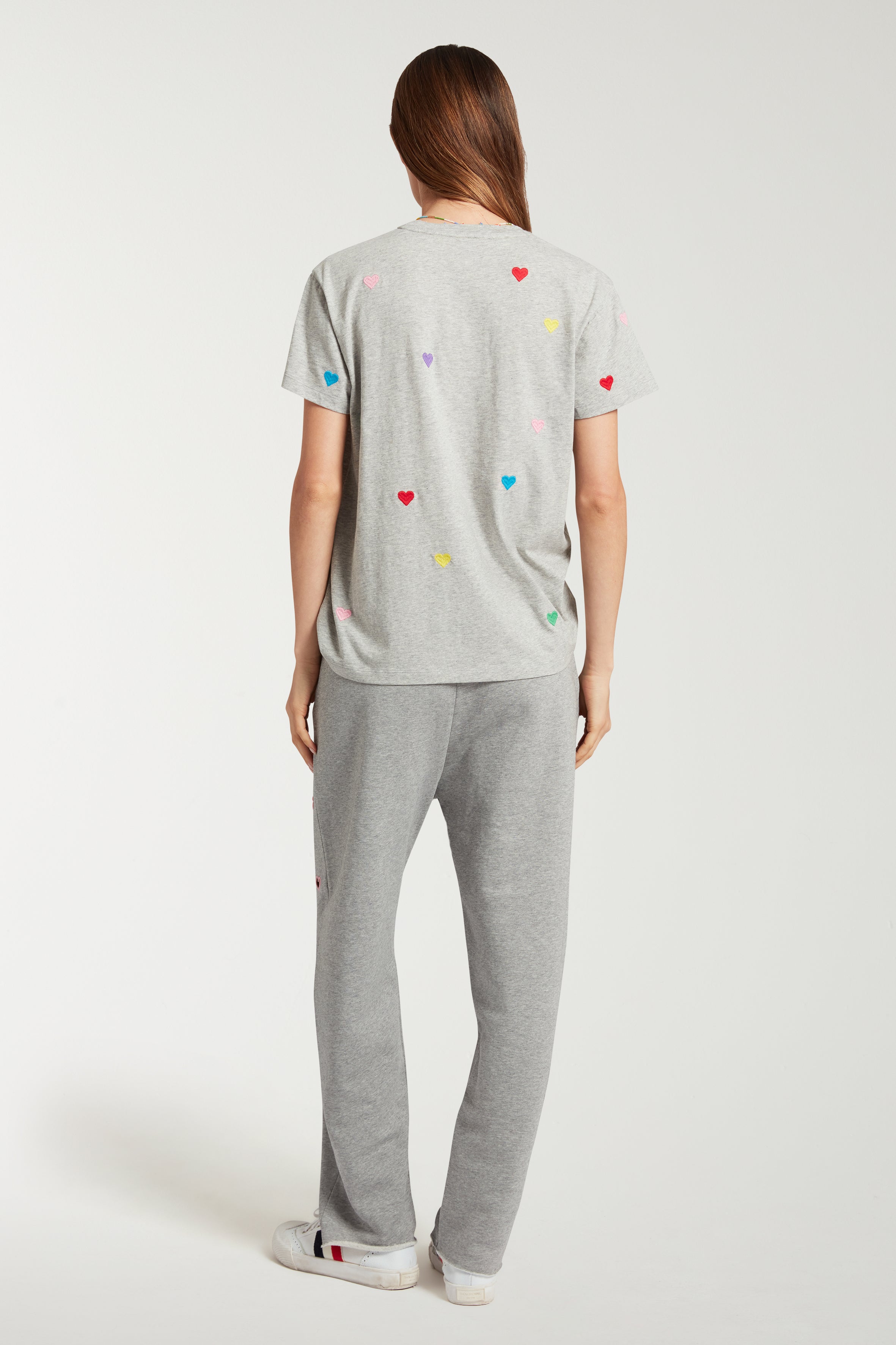 Embroidered Heart Cut Out Joggers