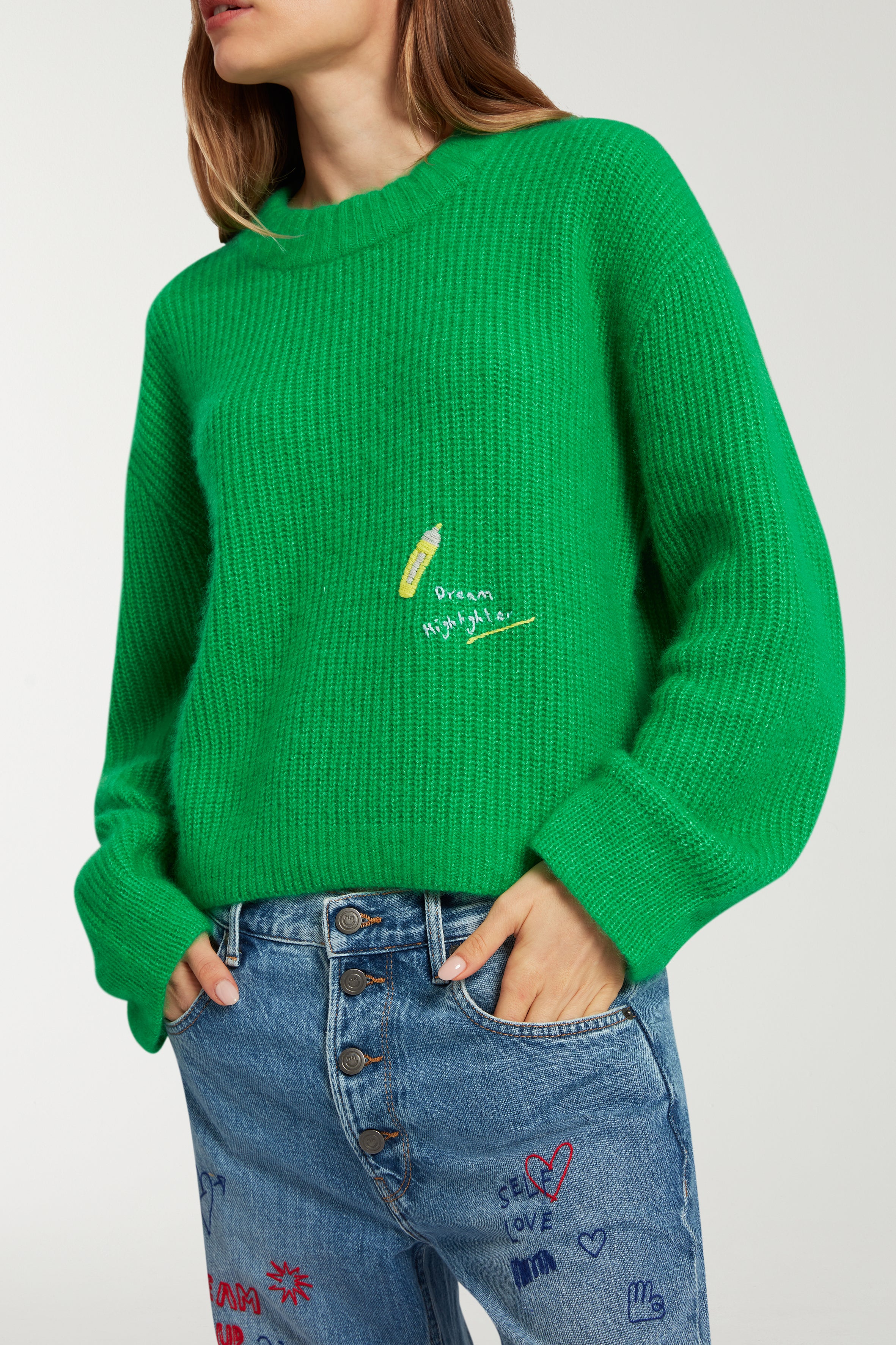 Embroidered Highlighter Cashmere Blend Jumper