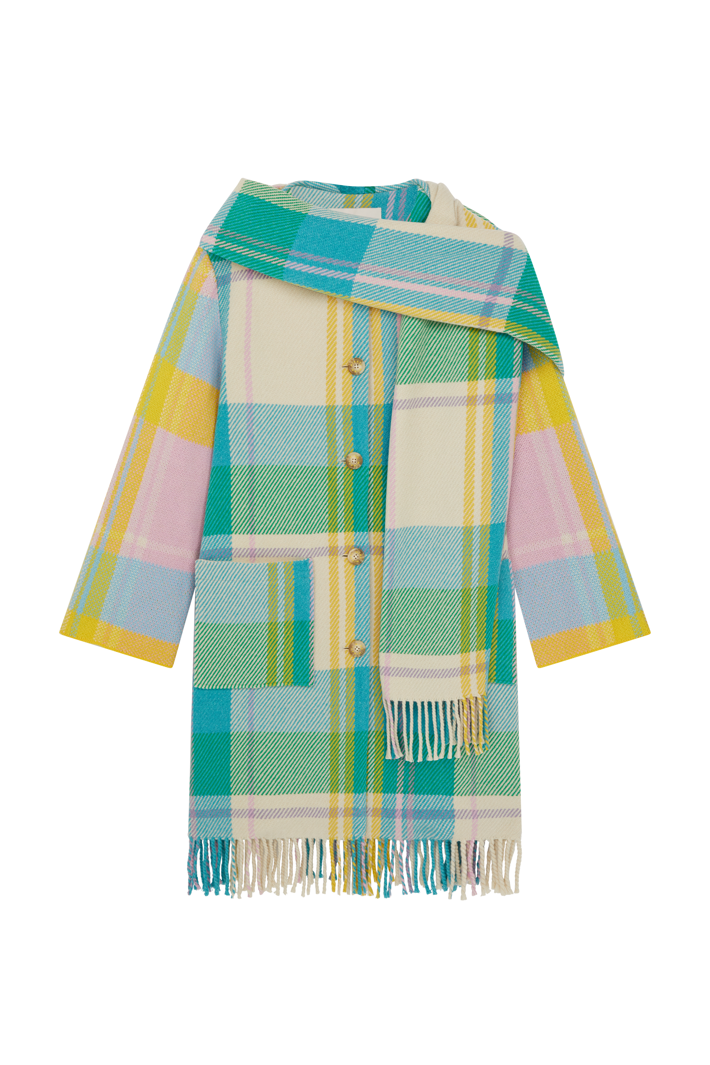 Long Check Scarf Coat