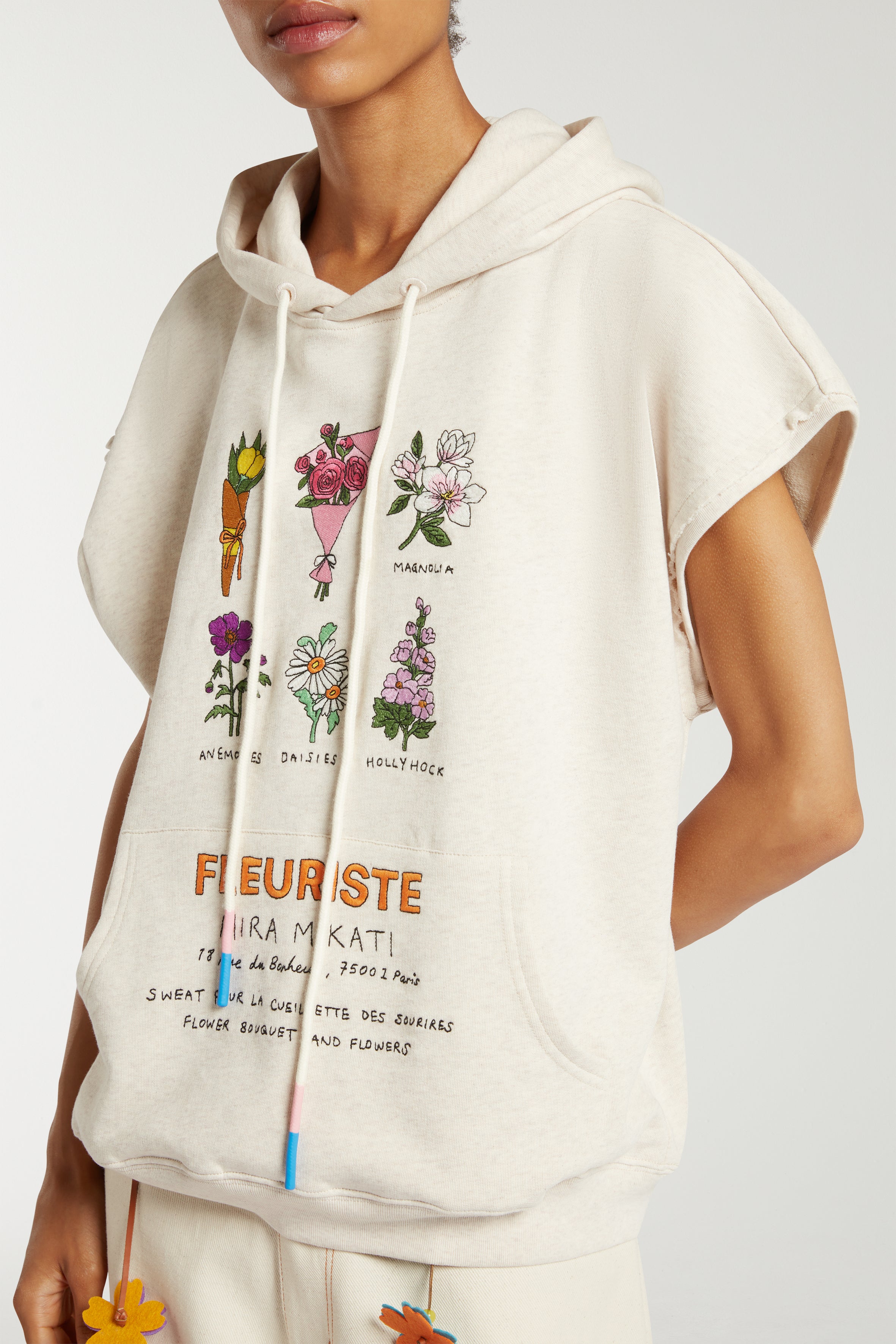 Embroidered Sleeveless Hoodie