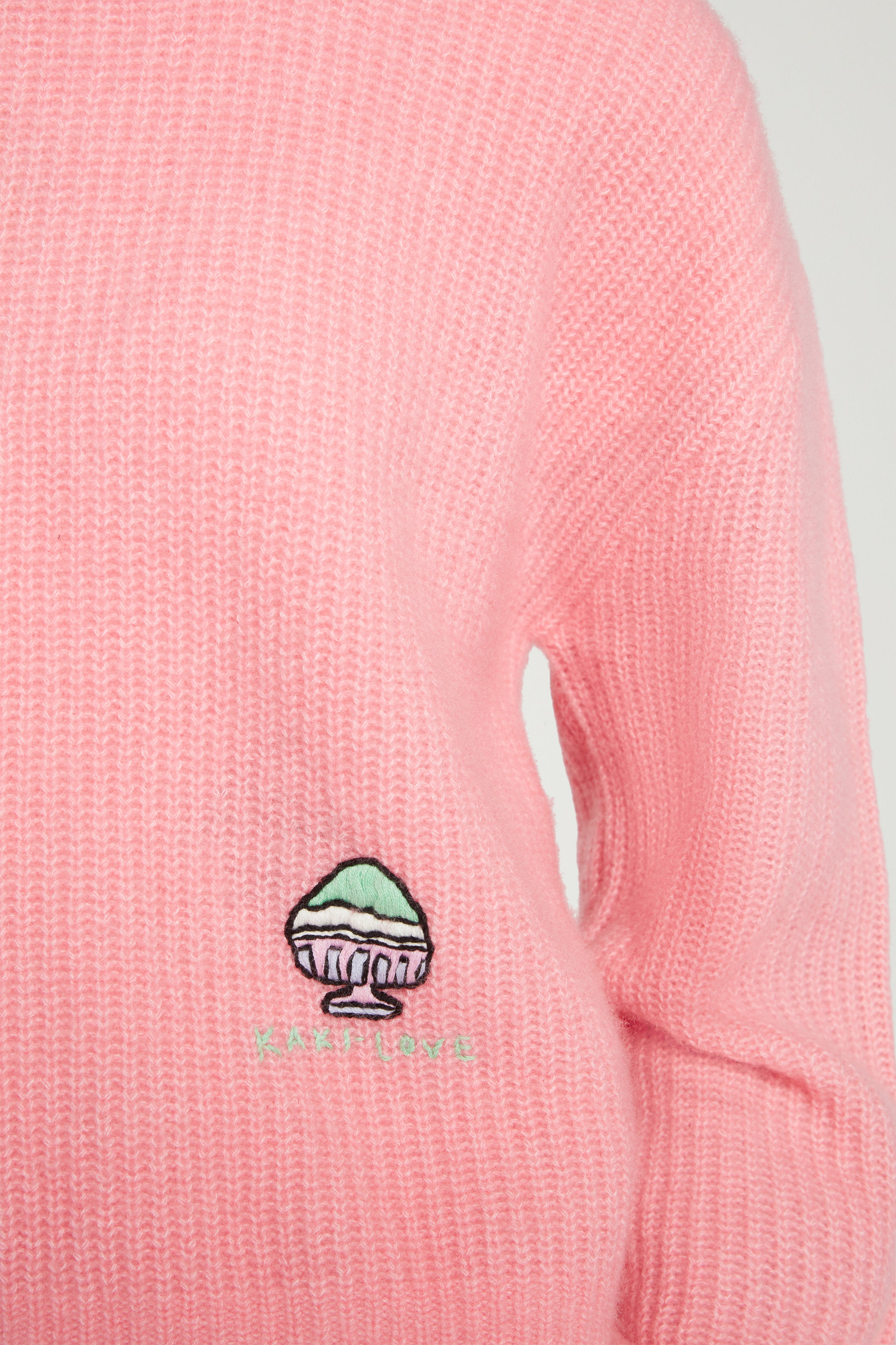 Kaki Love Embroidered Cashmere Mix Sweater