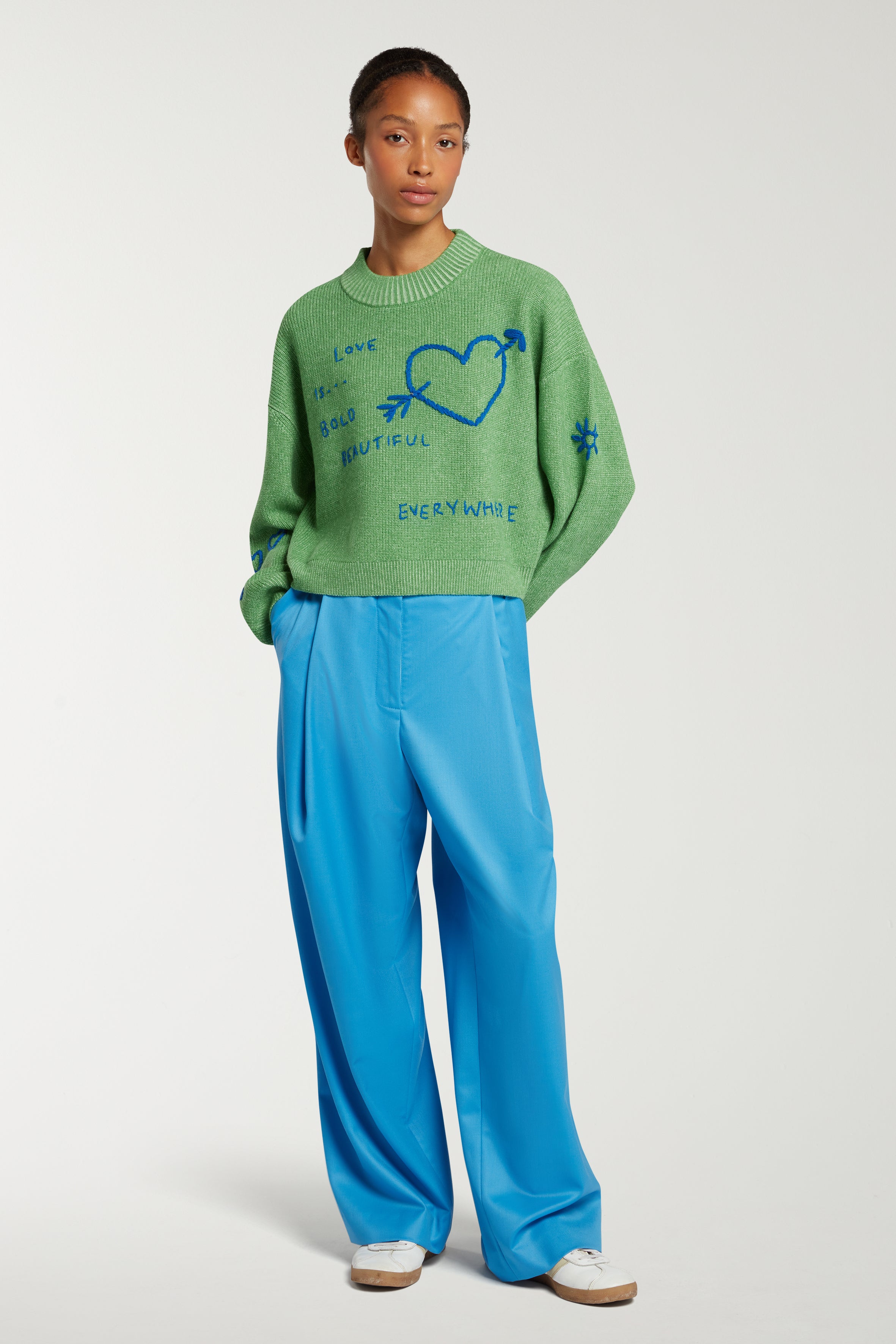 Crew Neck Sweater With Embroidery