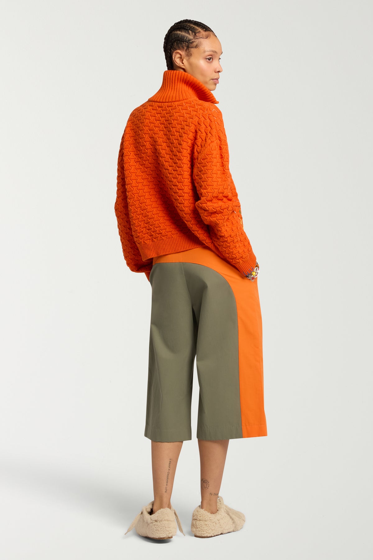 Embroidered Funnel Cardigan