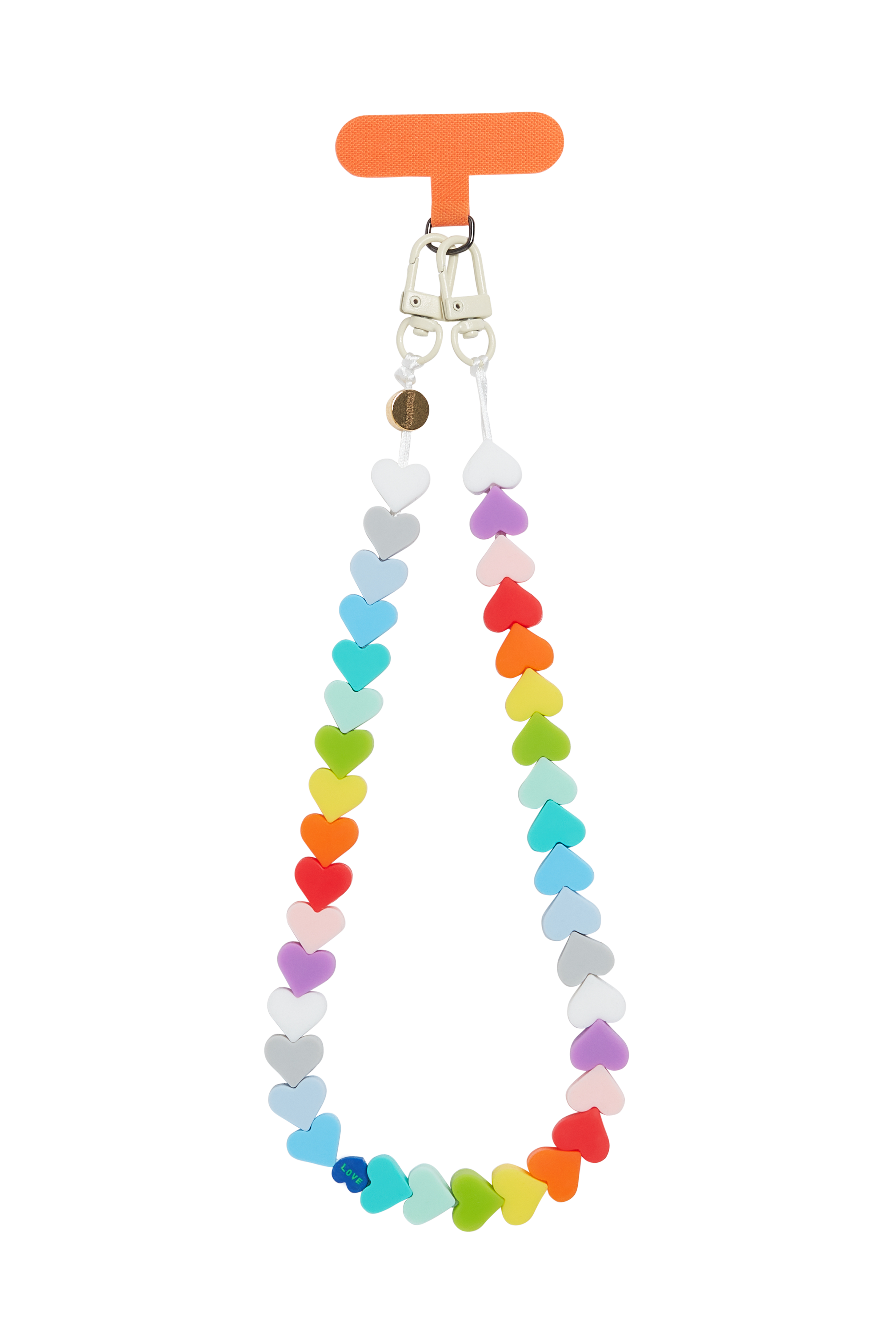 Online Exclusive: Multi Colored Hearts Short Phone Strap
