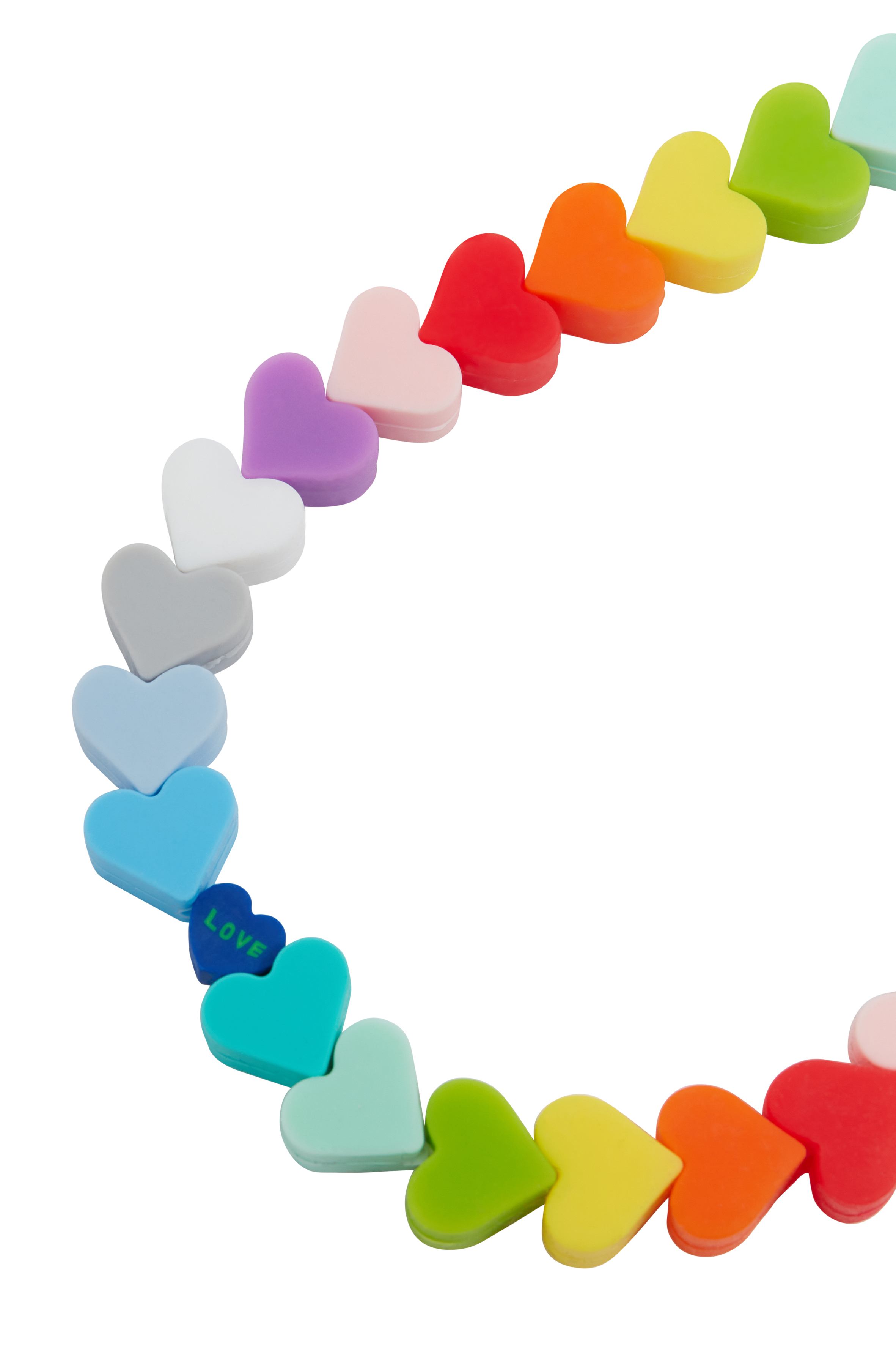 Online Exclusive: Multi Colored Hearts Short Phone Strap