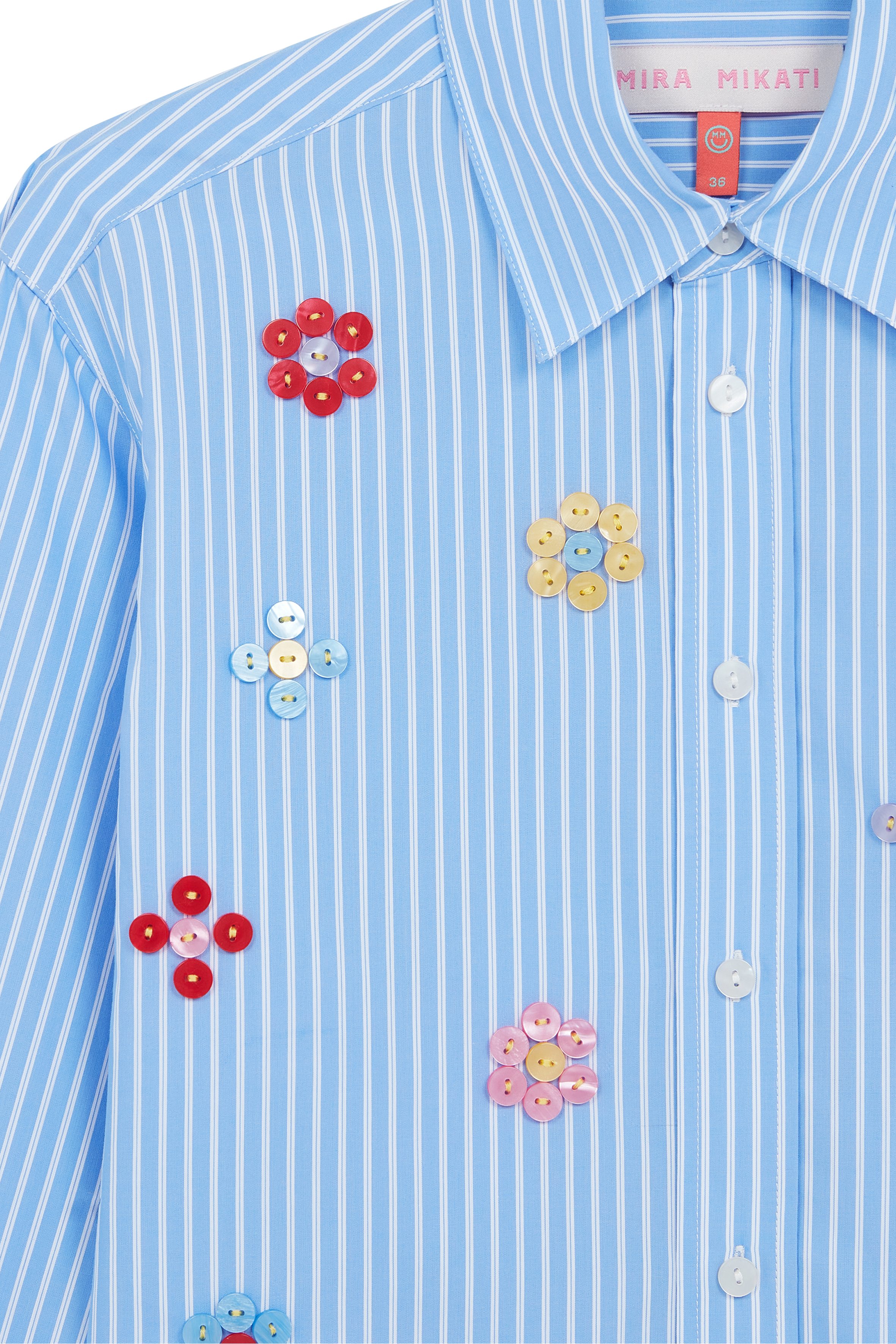 Button Embroidered Cropped Shirt