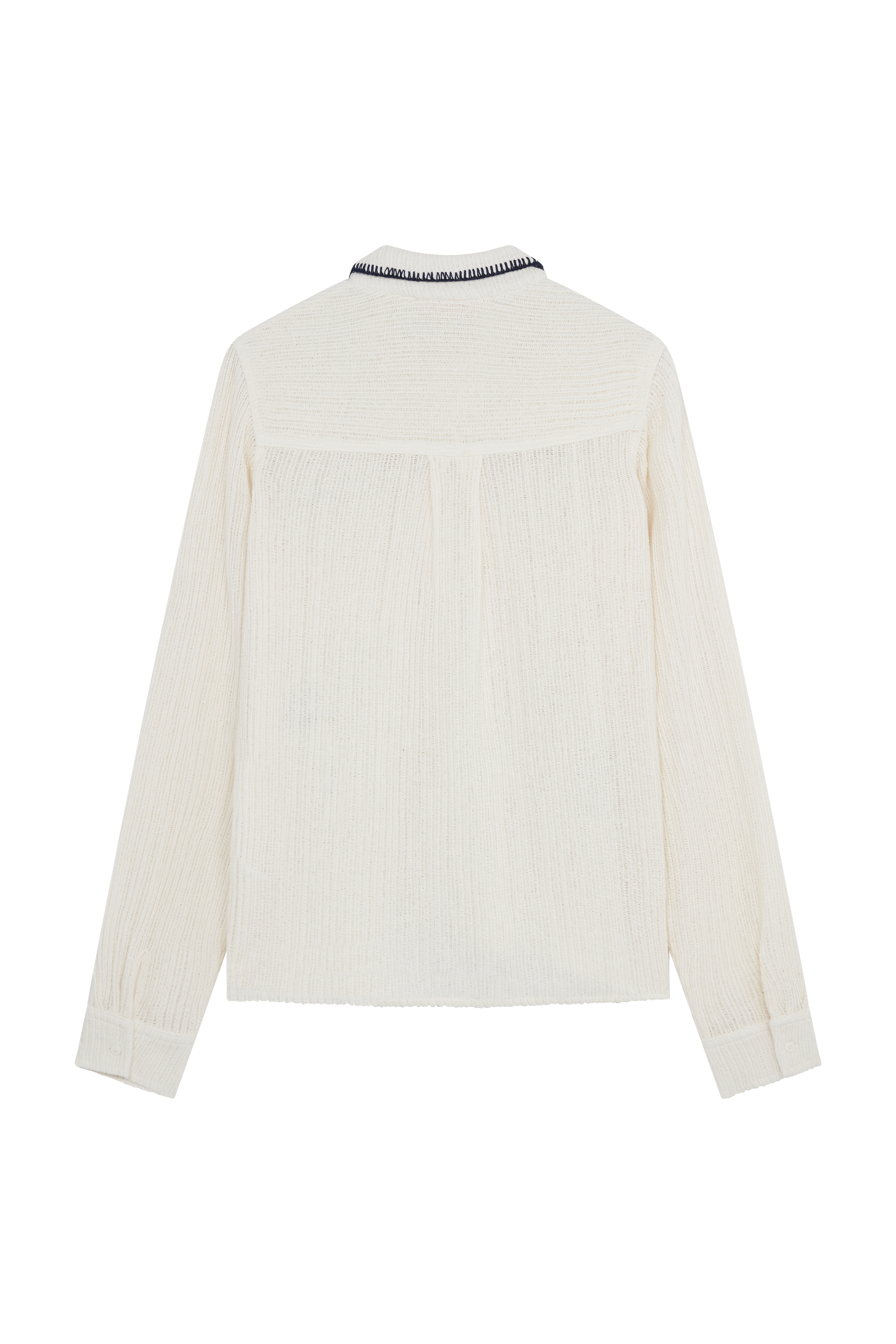 Crochet Long Sleeve Shirt With Embroidered Patches