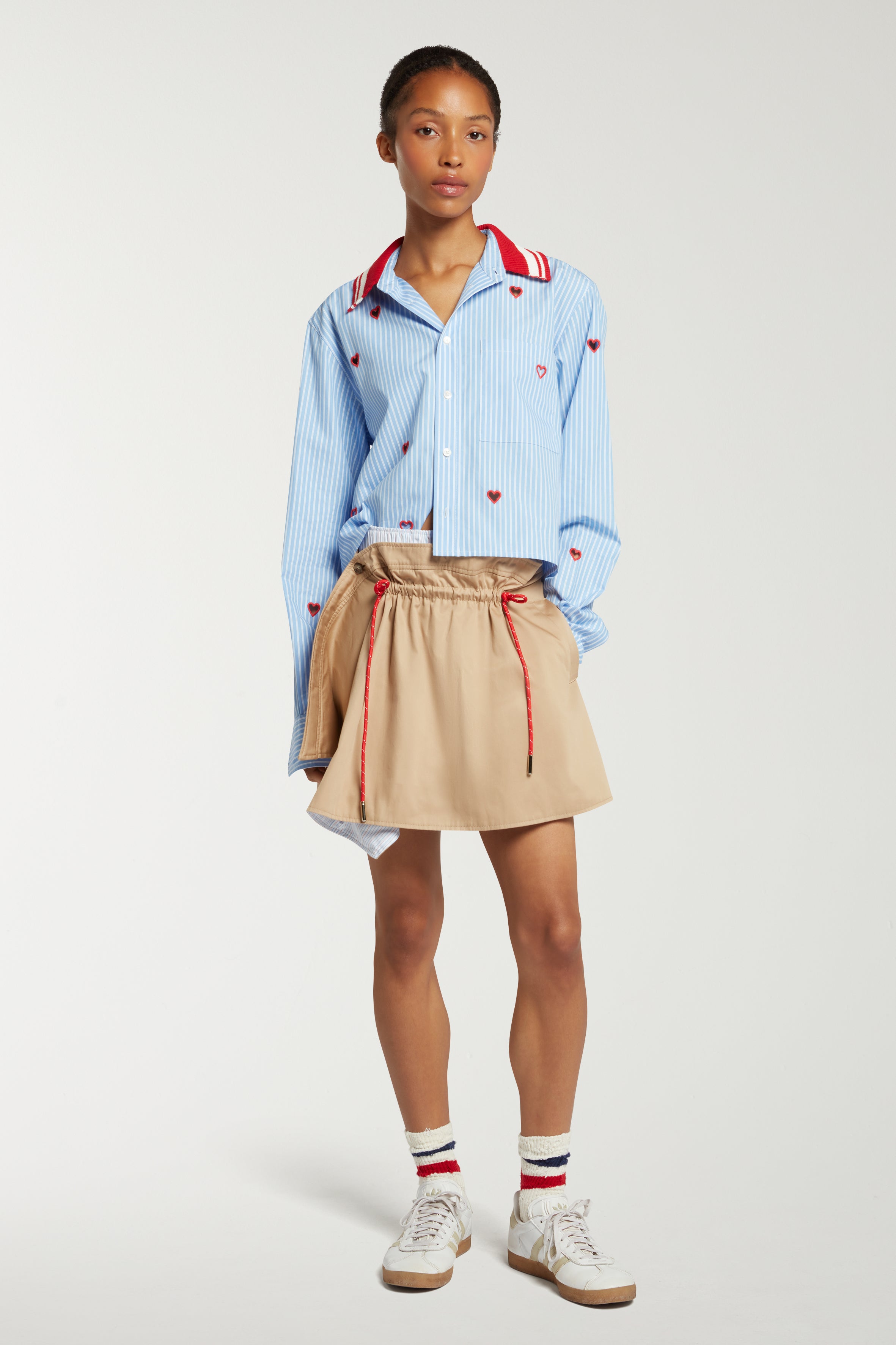 Cropped Shirt With Cut Out Hearts