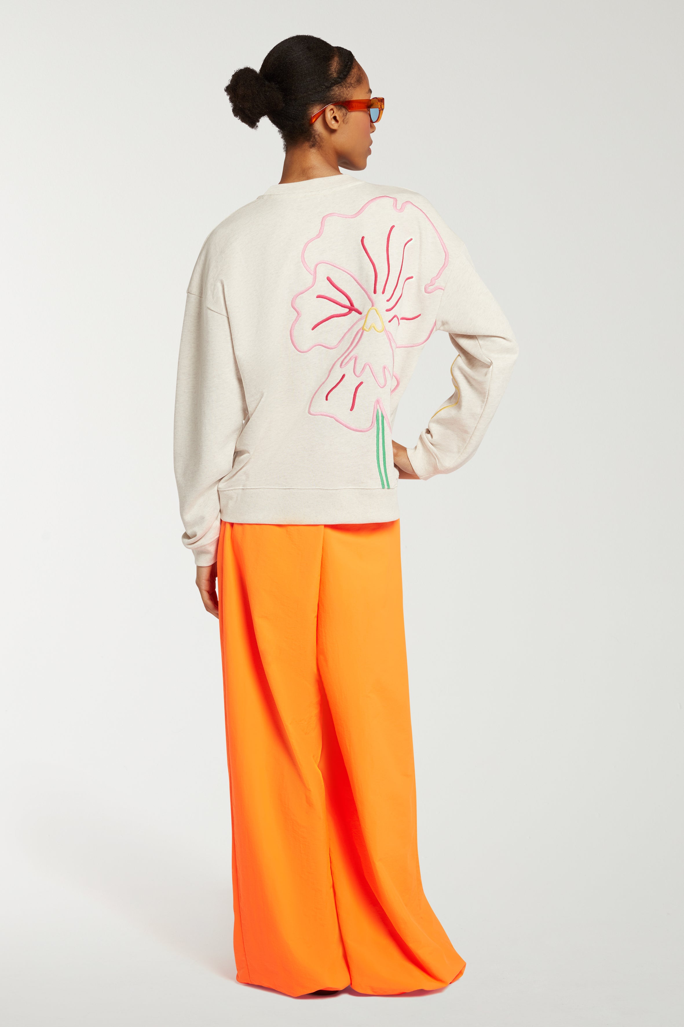 Large Embroidered Flower Sweatshirt