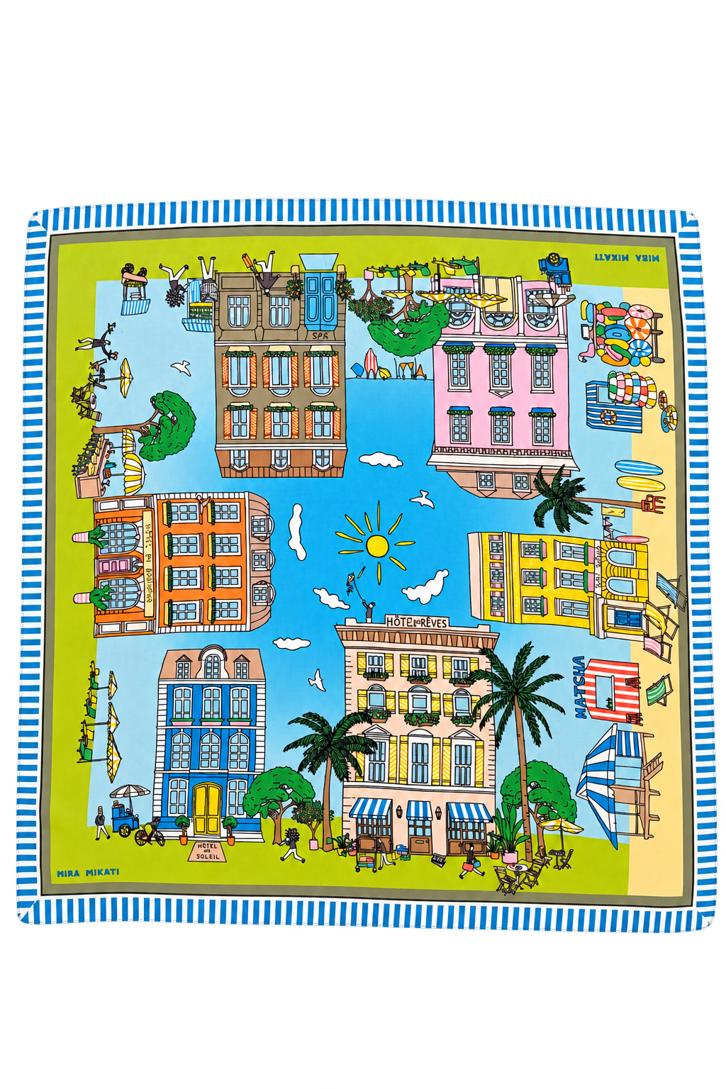 Silk Neckerchief With Storybook Print 68 x 68 cm