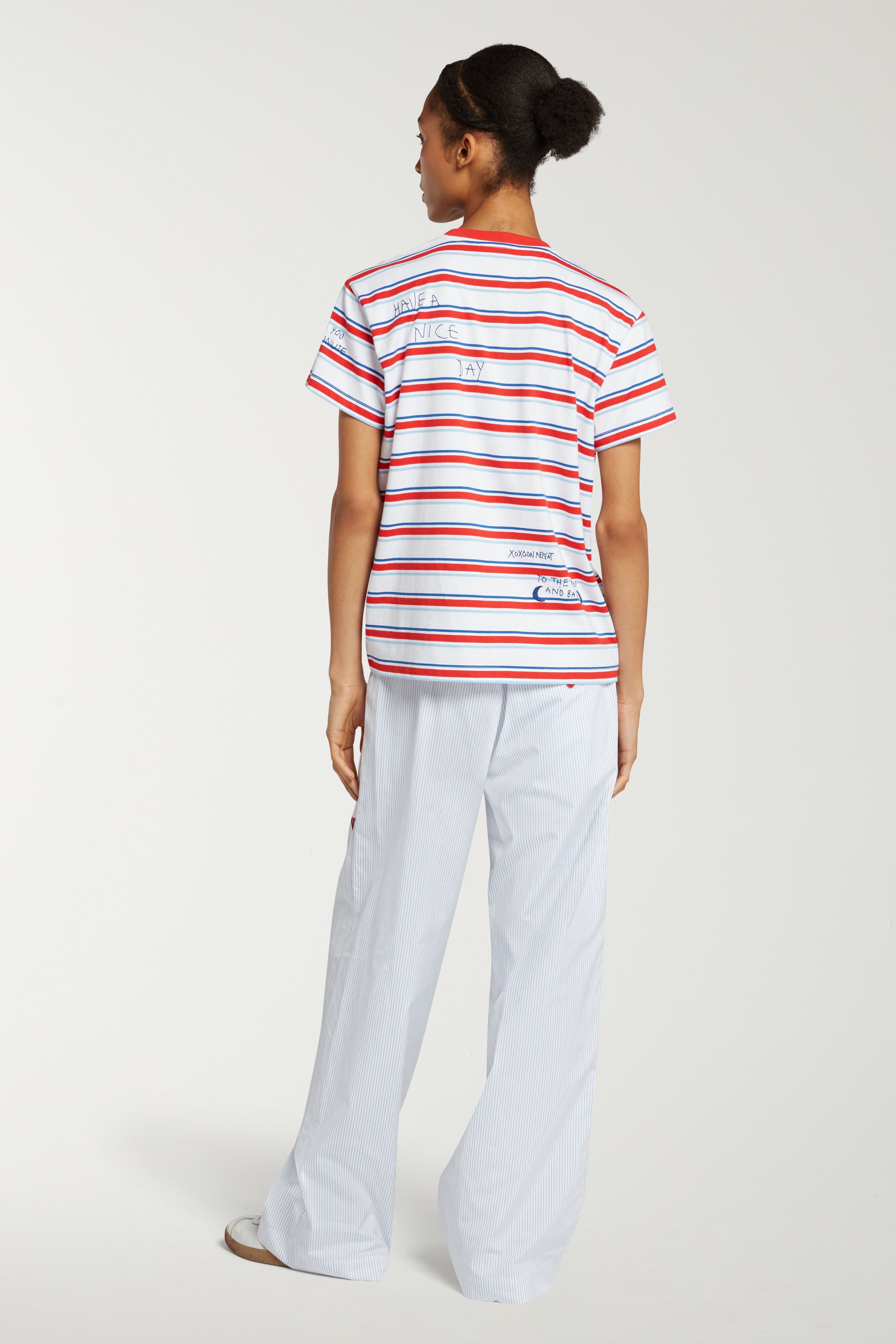 Striped Embroidered Scribble Tee