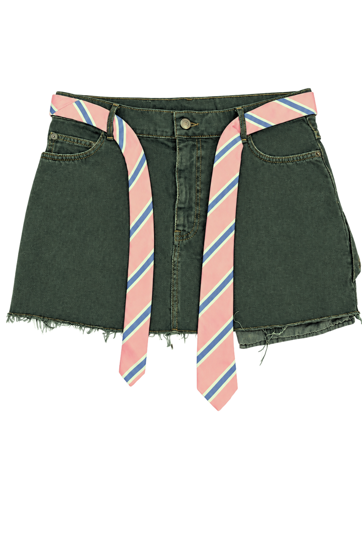 Denim Carpenter Mini Skirt With Belt