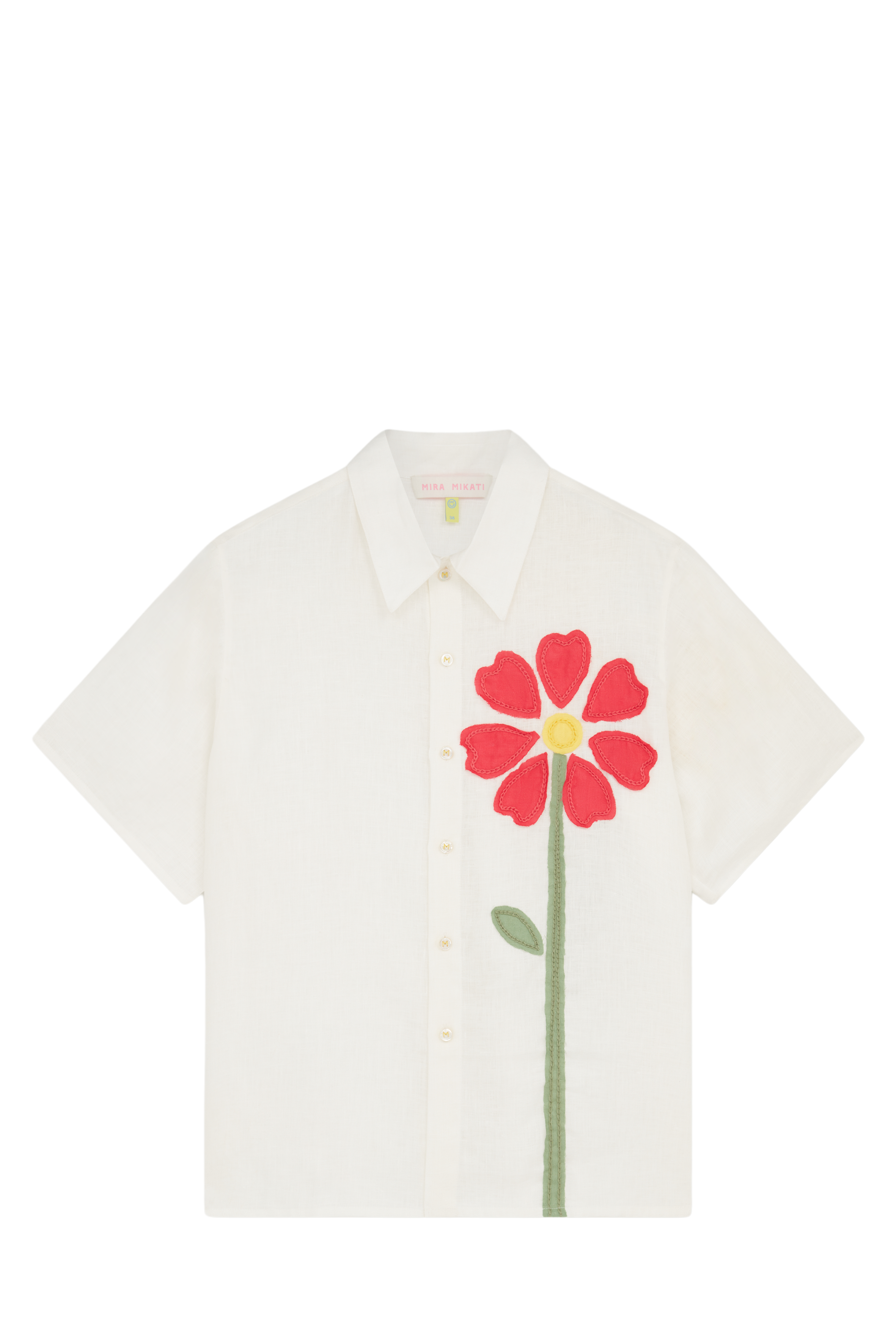 Short Sleeve Shirt With Appliqué Flowers 