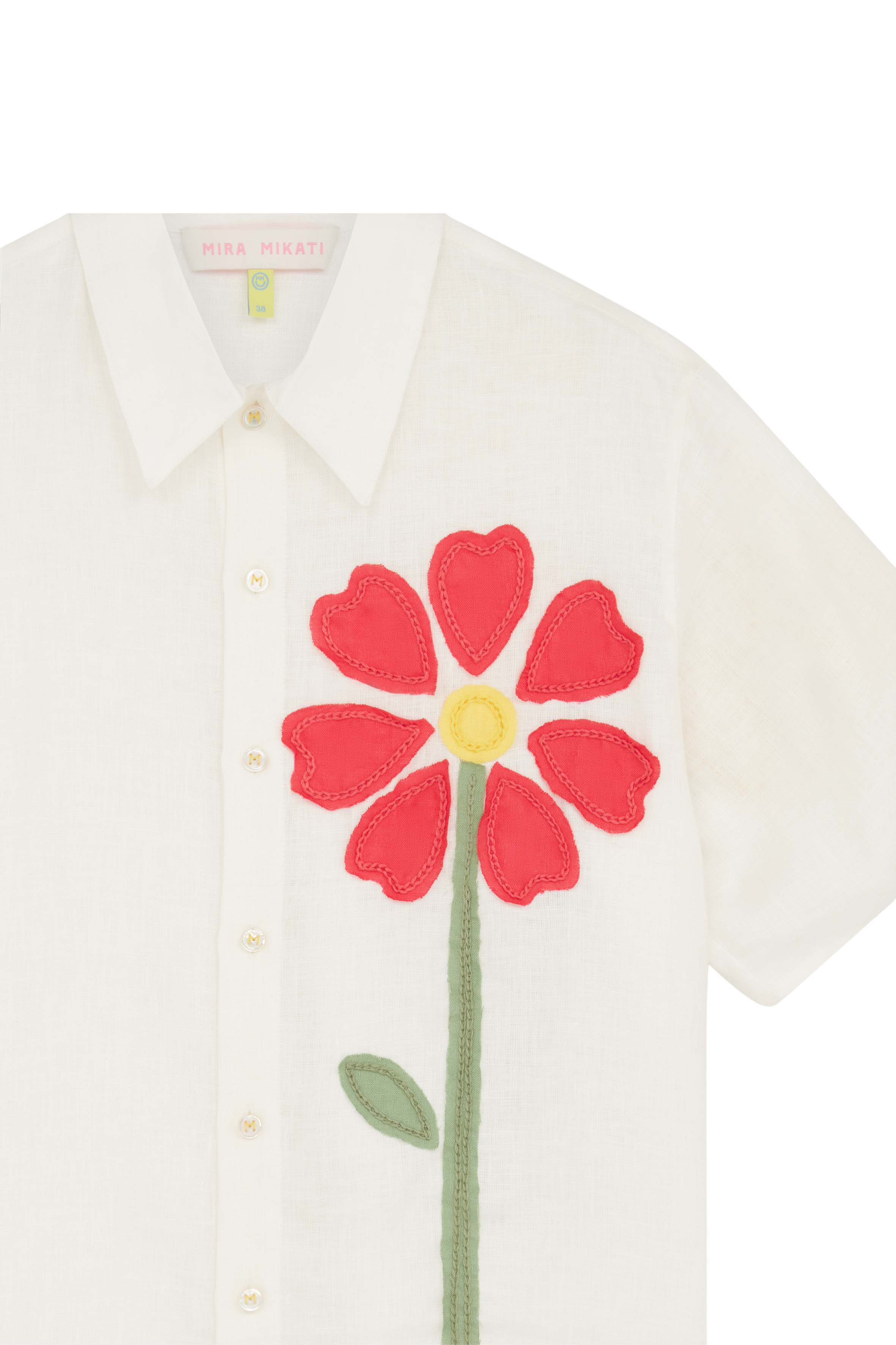 Short Sleeve Shirt With Appliqué Flowers 