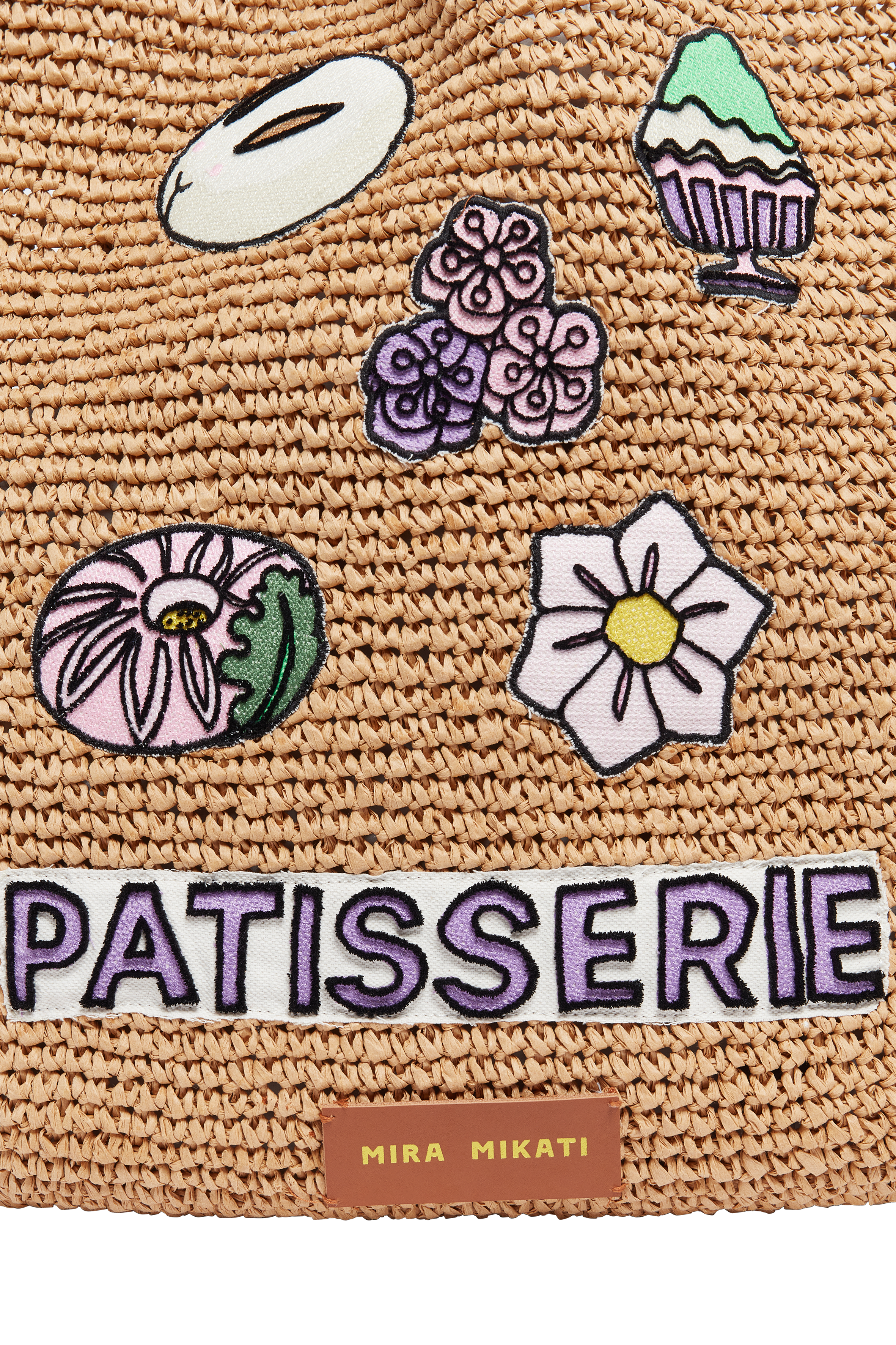 Raffia Bag With Japanese Sweet Patches