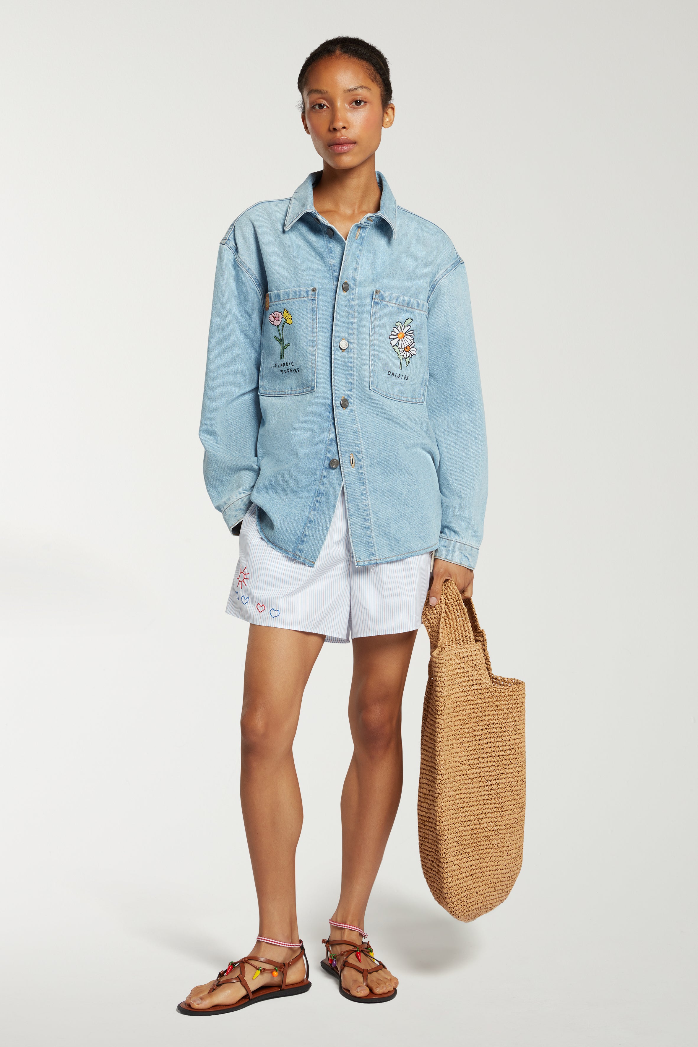 Fleuriste Embroidered Denim Jacket