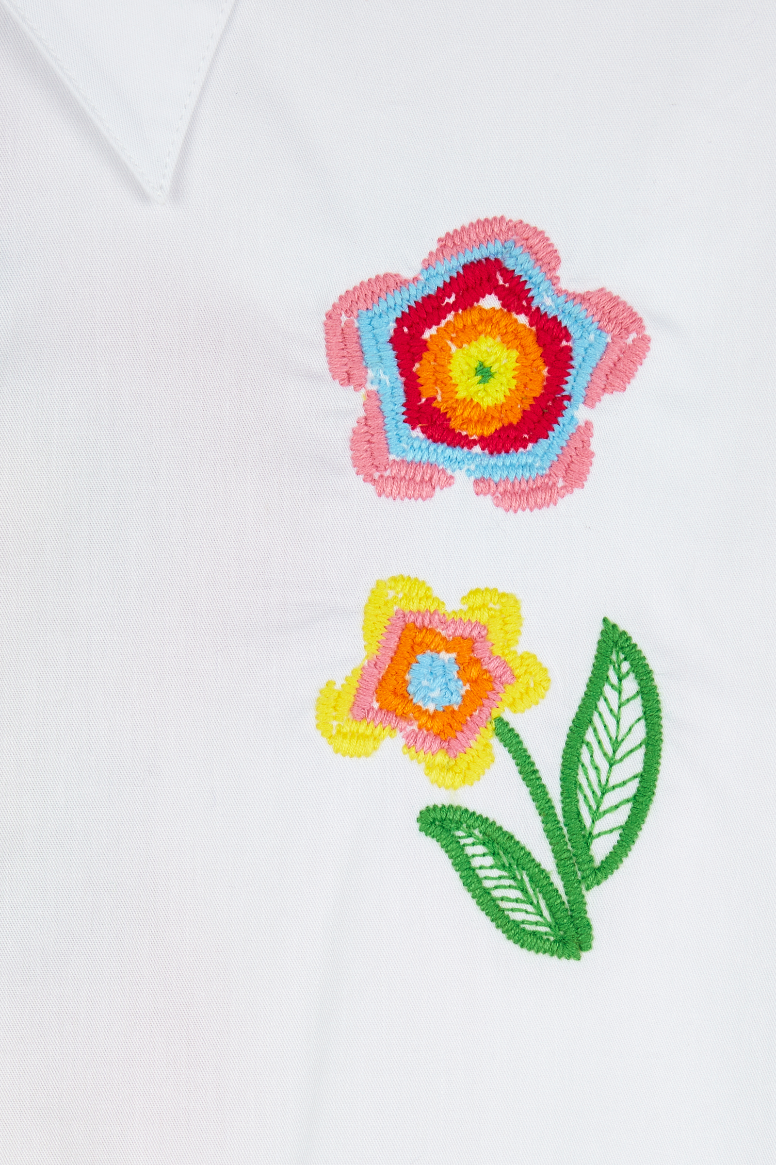 Embroidered Short Sleeve Shirt Dress 