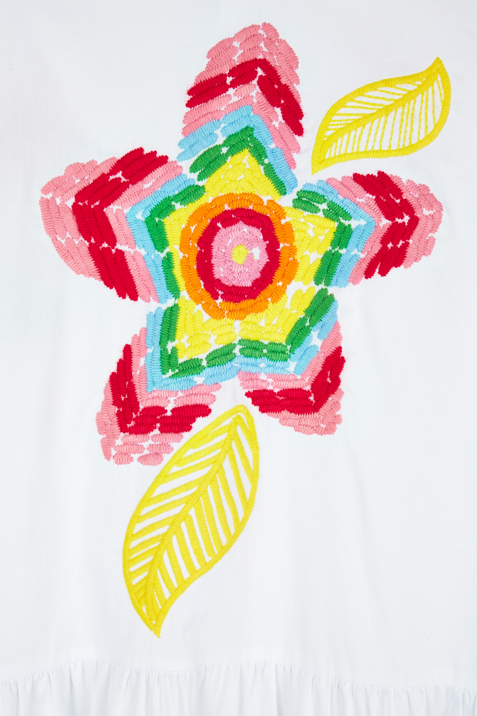 Embroidered Short Sleeve Shirt Dress 