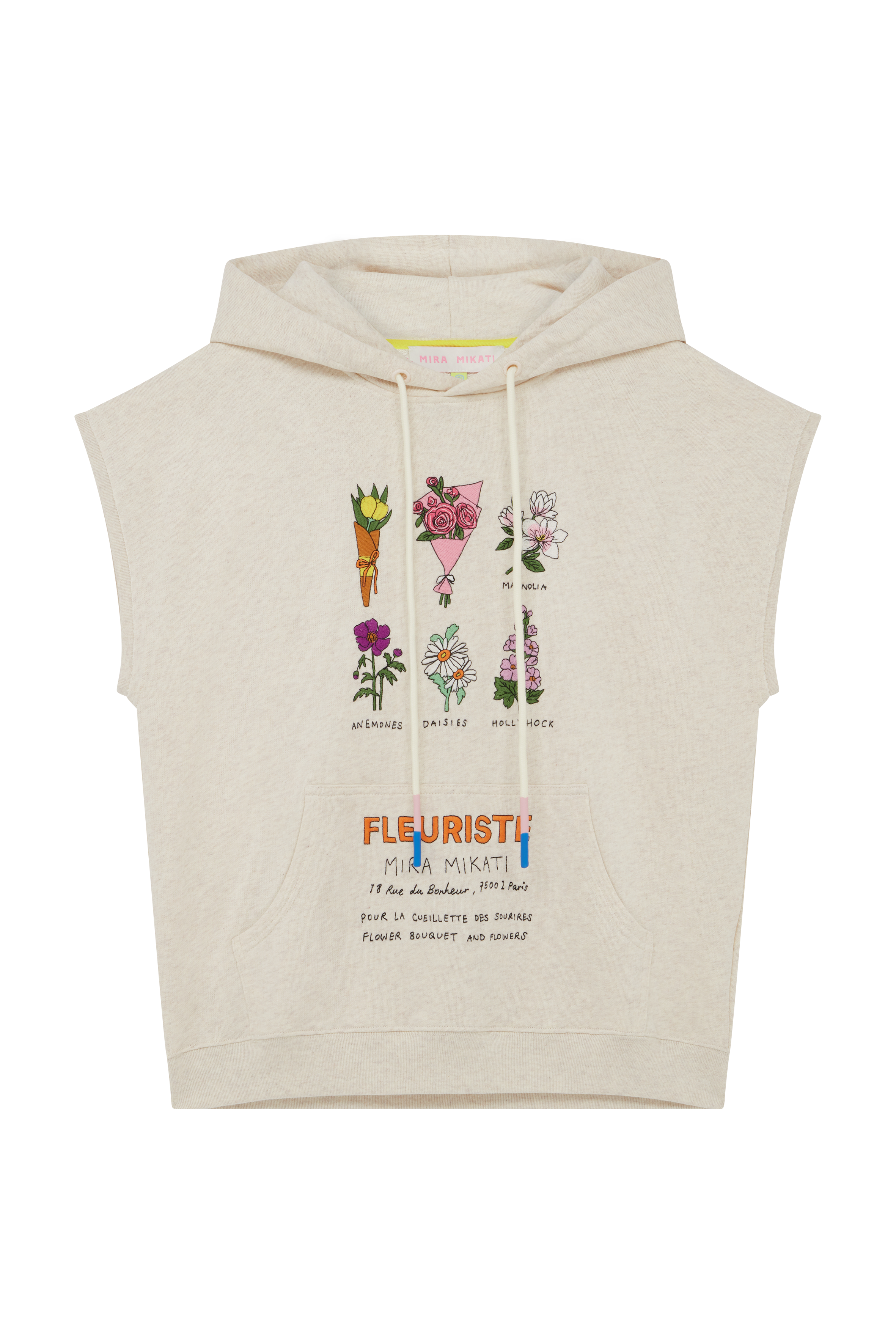 Embroidered Sleeveless Hoodie