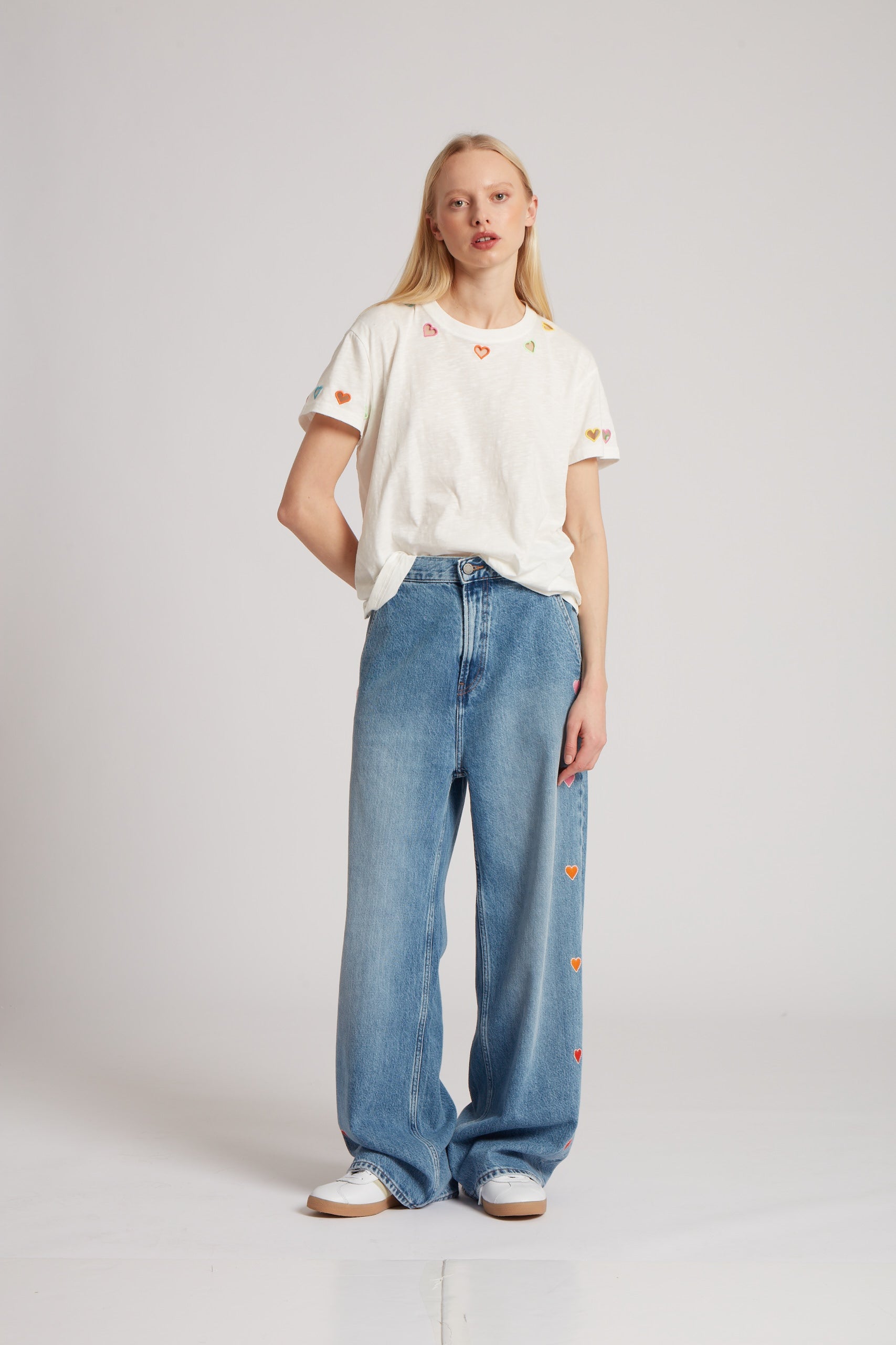 Embroidered Heart Jeans 