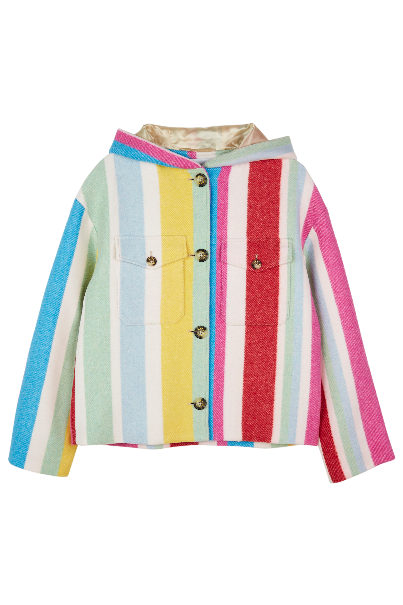 Stripe Hooded Button Down Jacket 