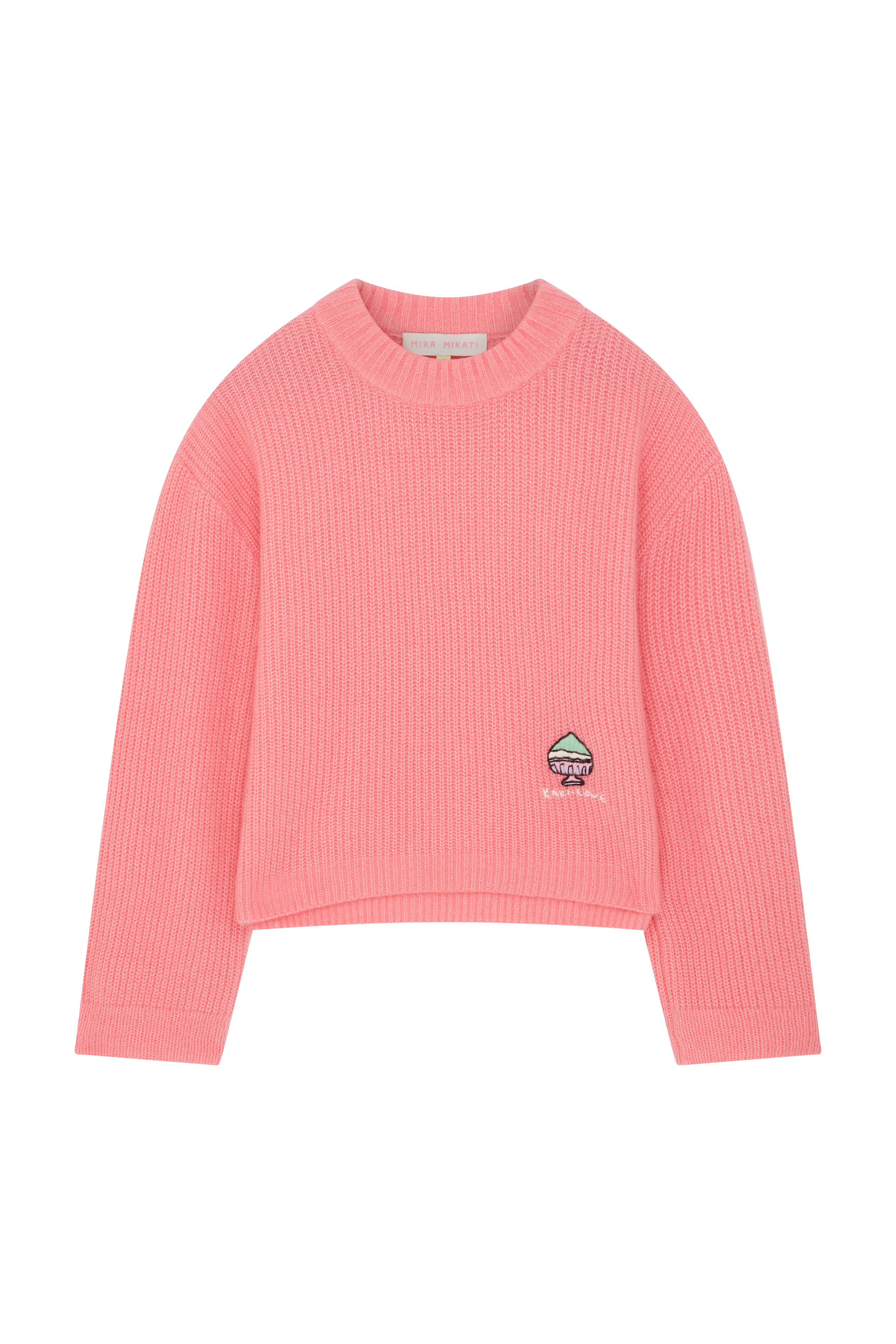 Kaki Love Embroidered Cashmere Mix Sweater