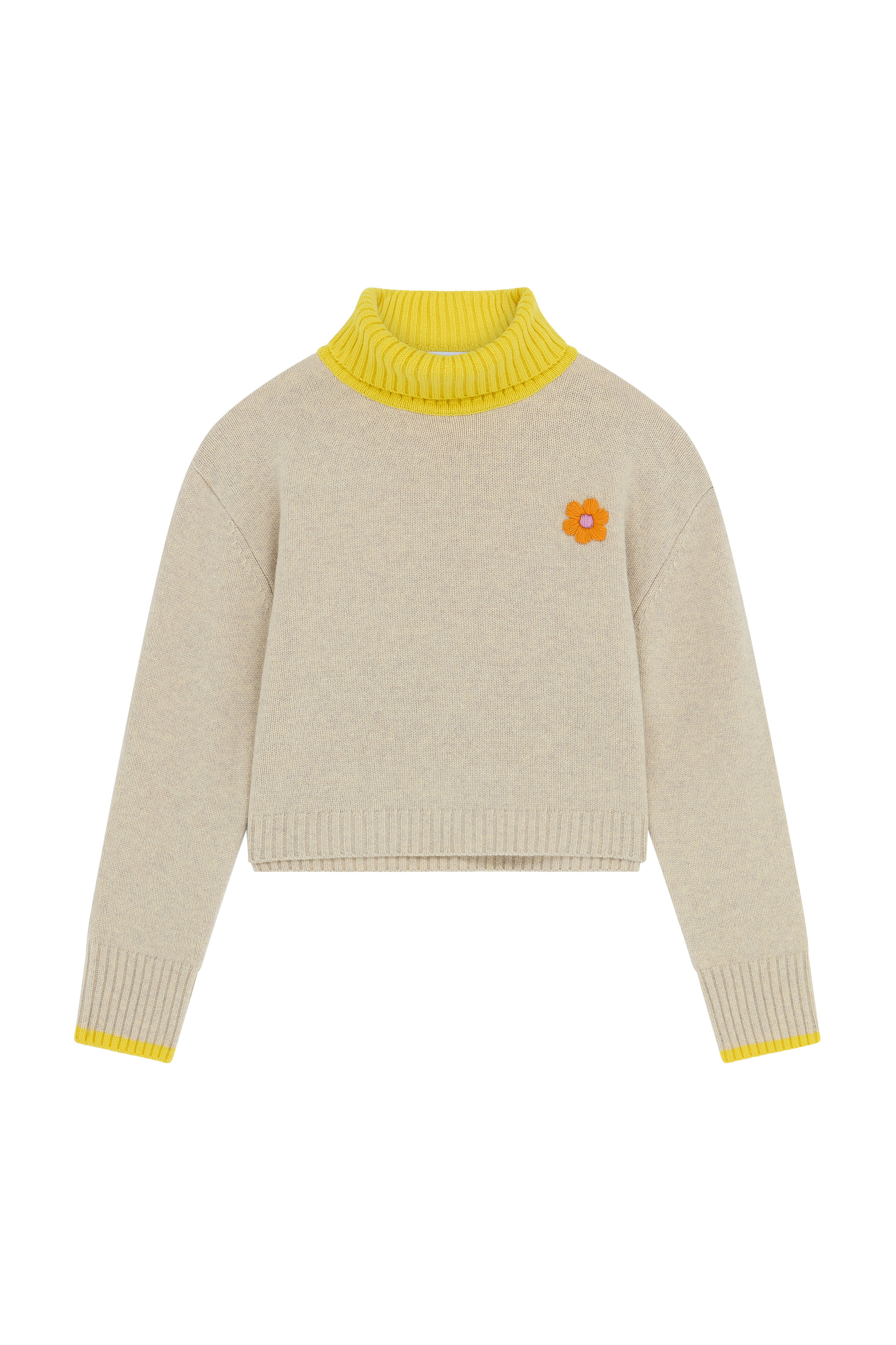 Knit With Embroidered Flower 