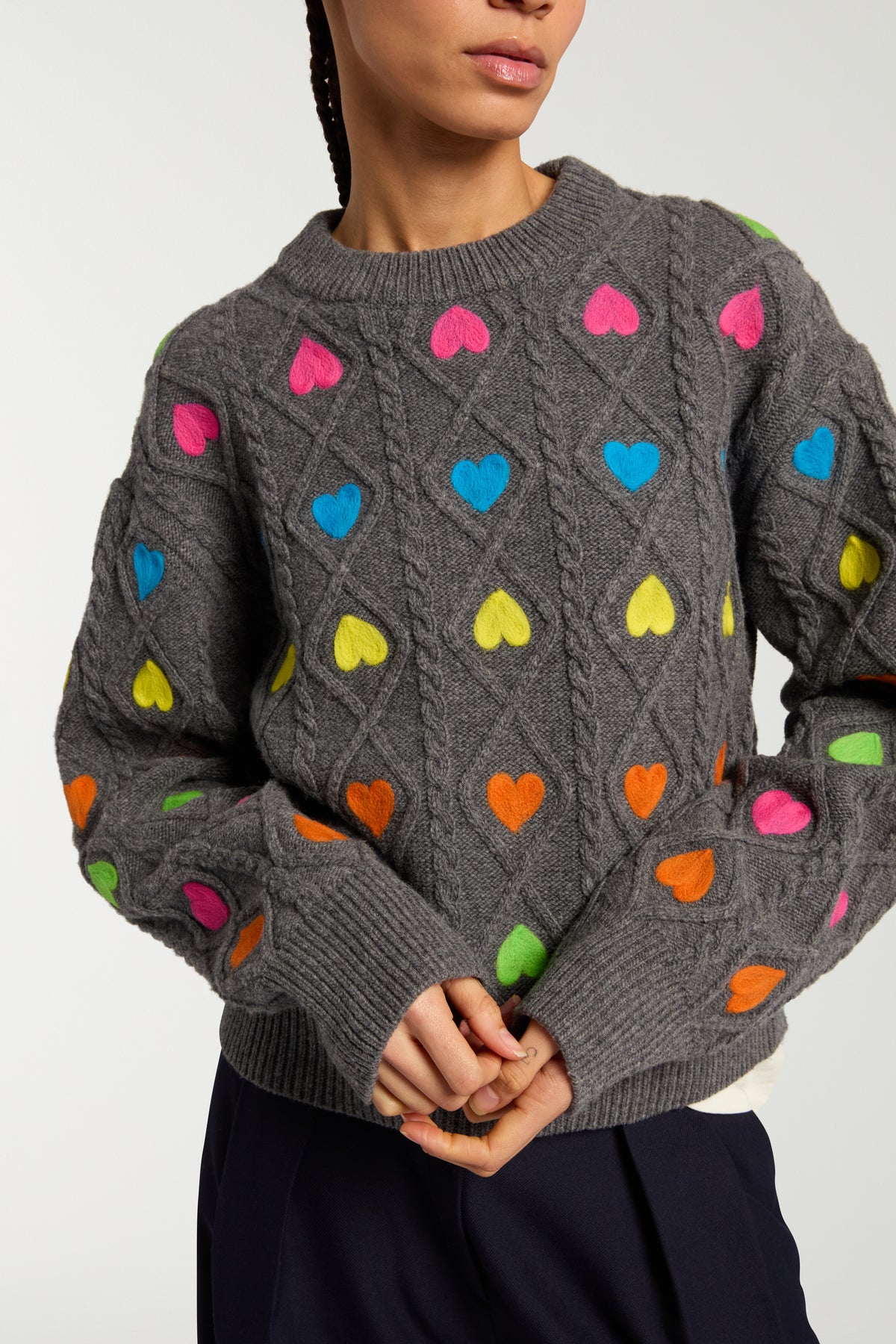 Heart Felted Cable Knit Jumper