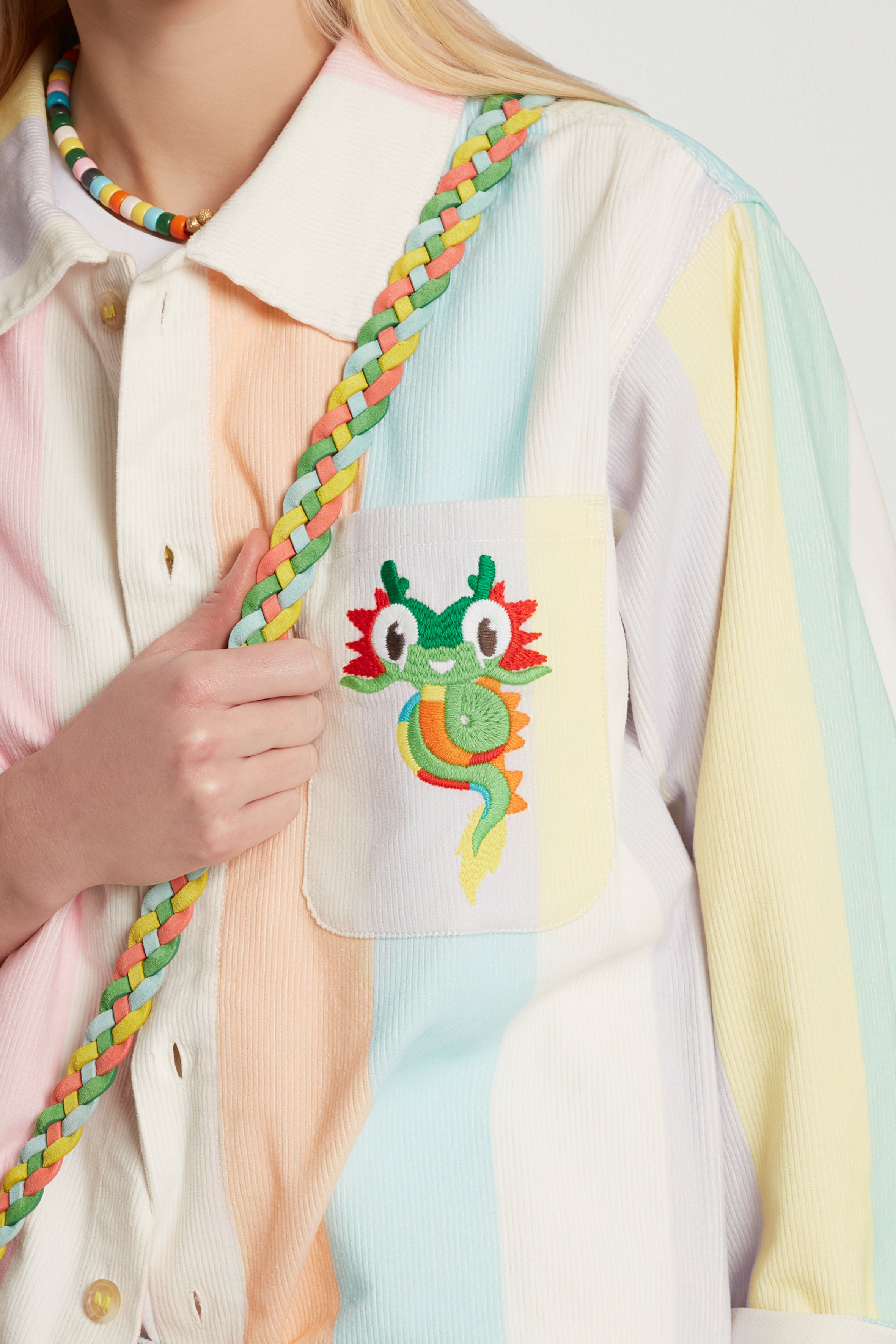 Mulberry x Mira Mikati Printed Striped Jacket With Dragon Embroidery 