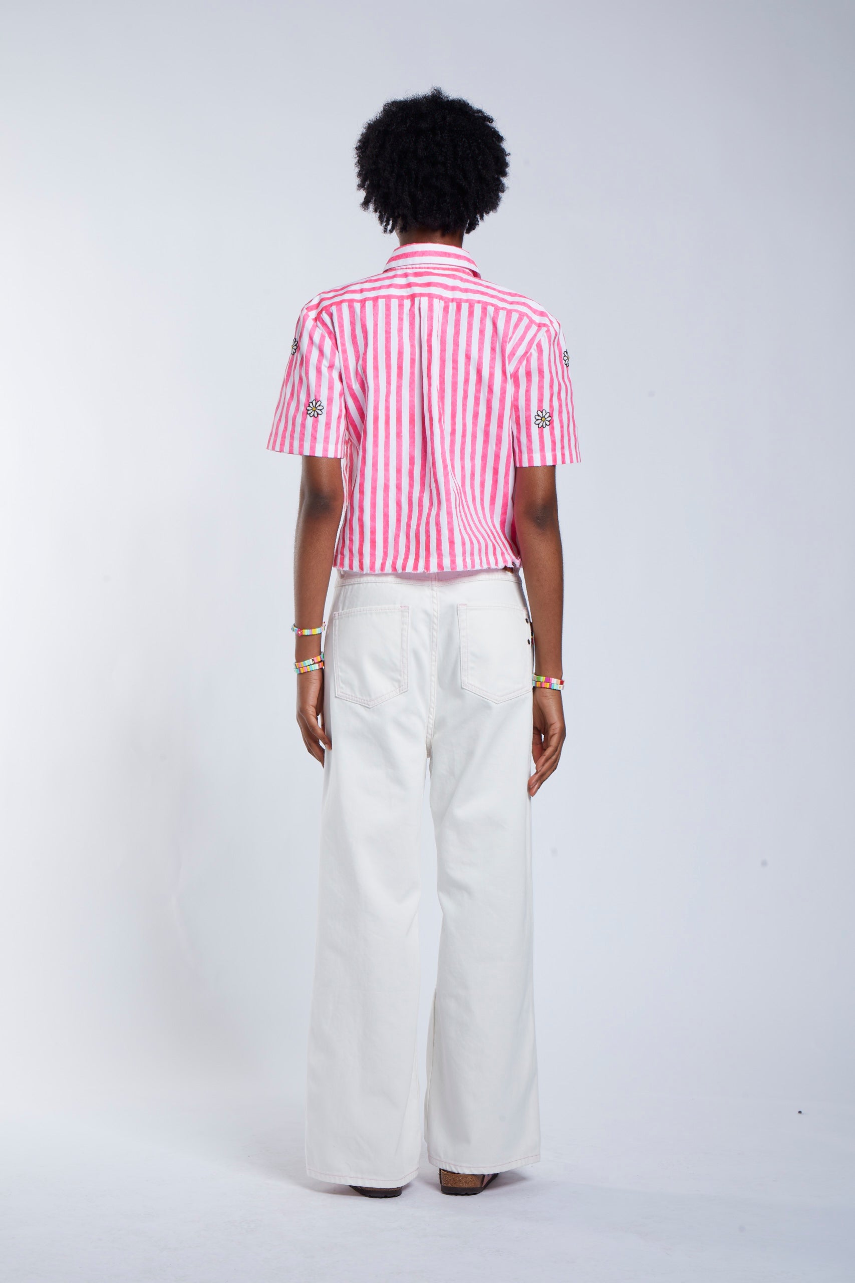 Stripe Beaded Daisy Shirt 