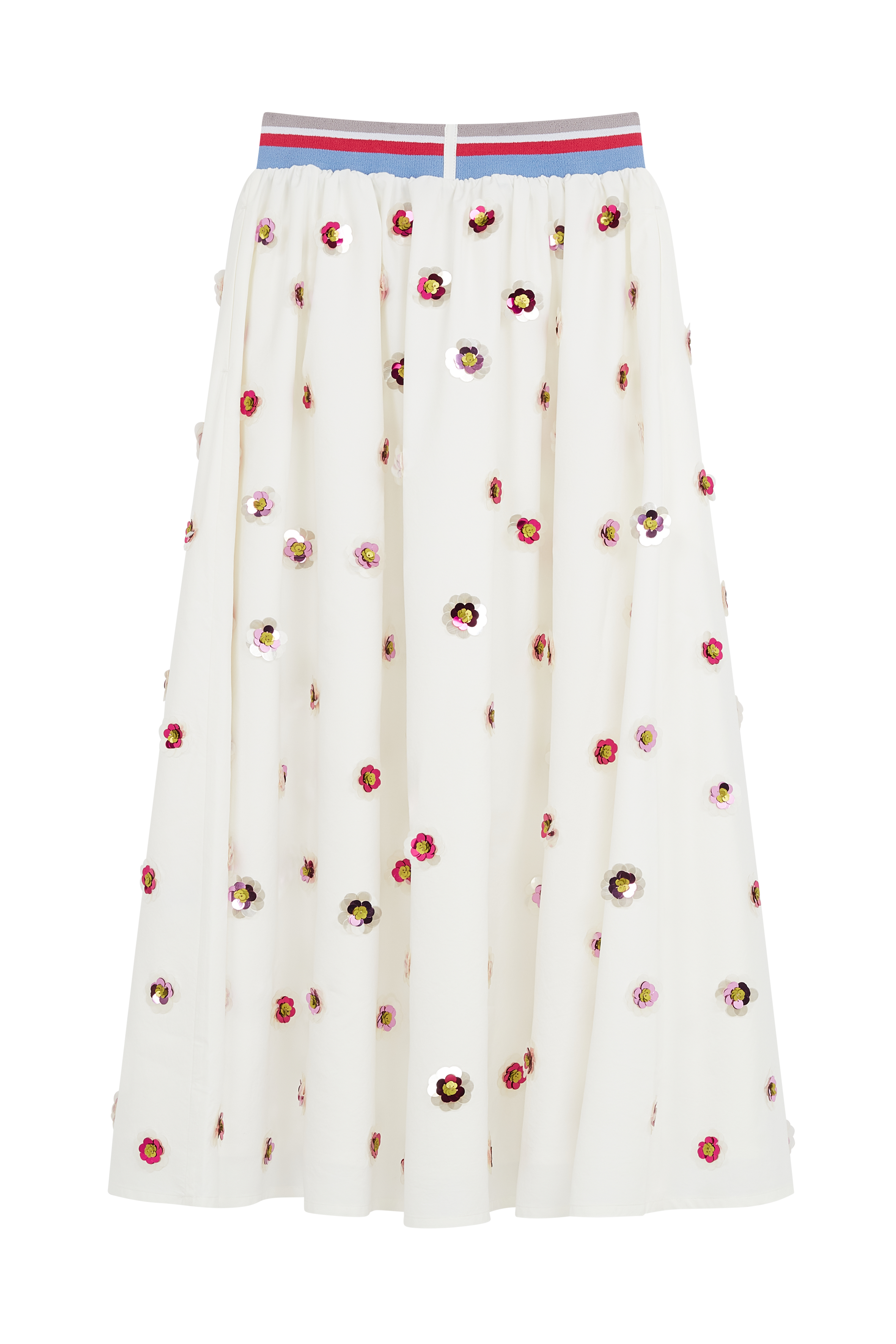 Skirt With Sequin Flower Motifs