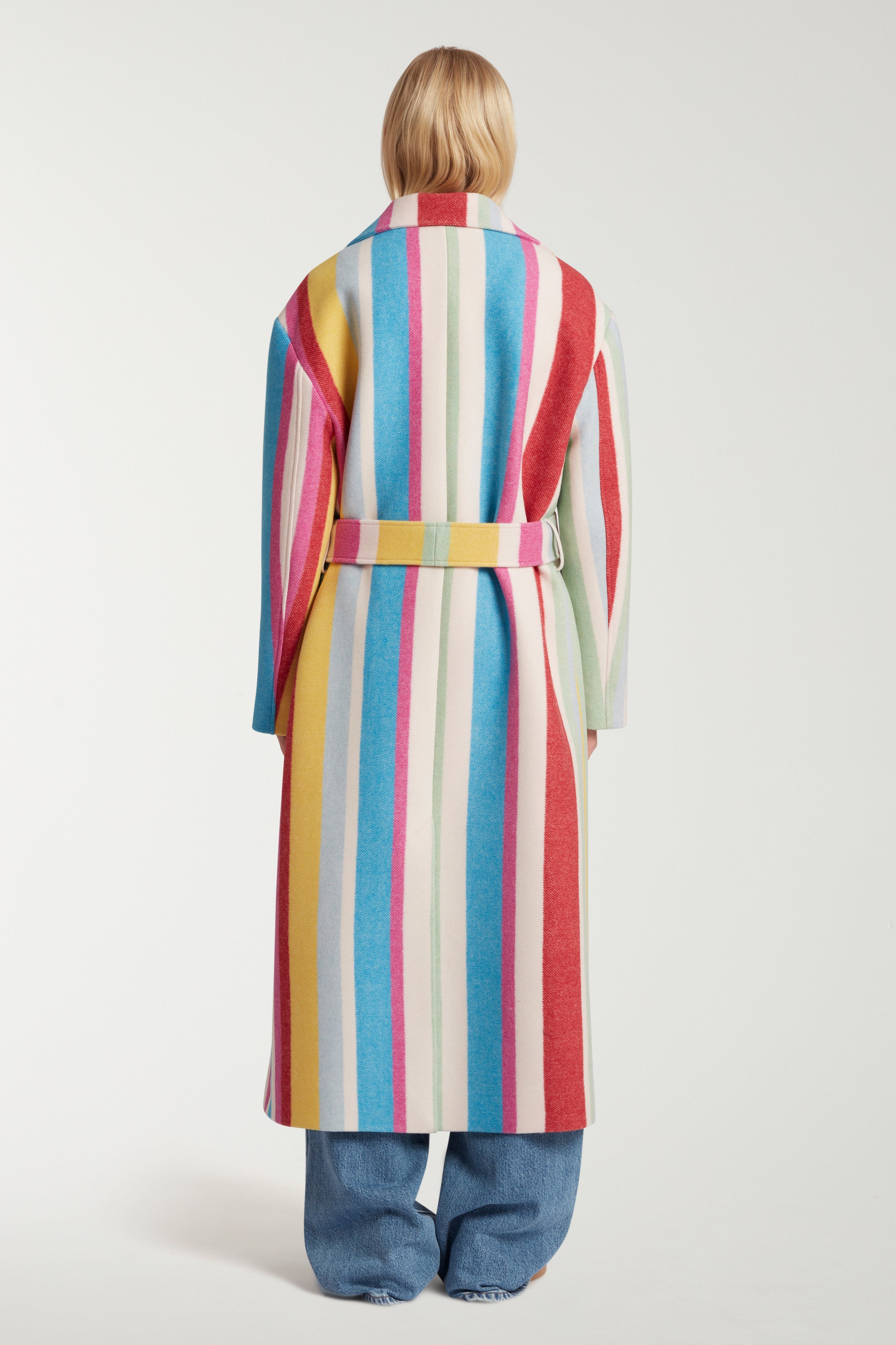 Funnnel Neck Striped Coat 