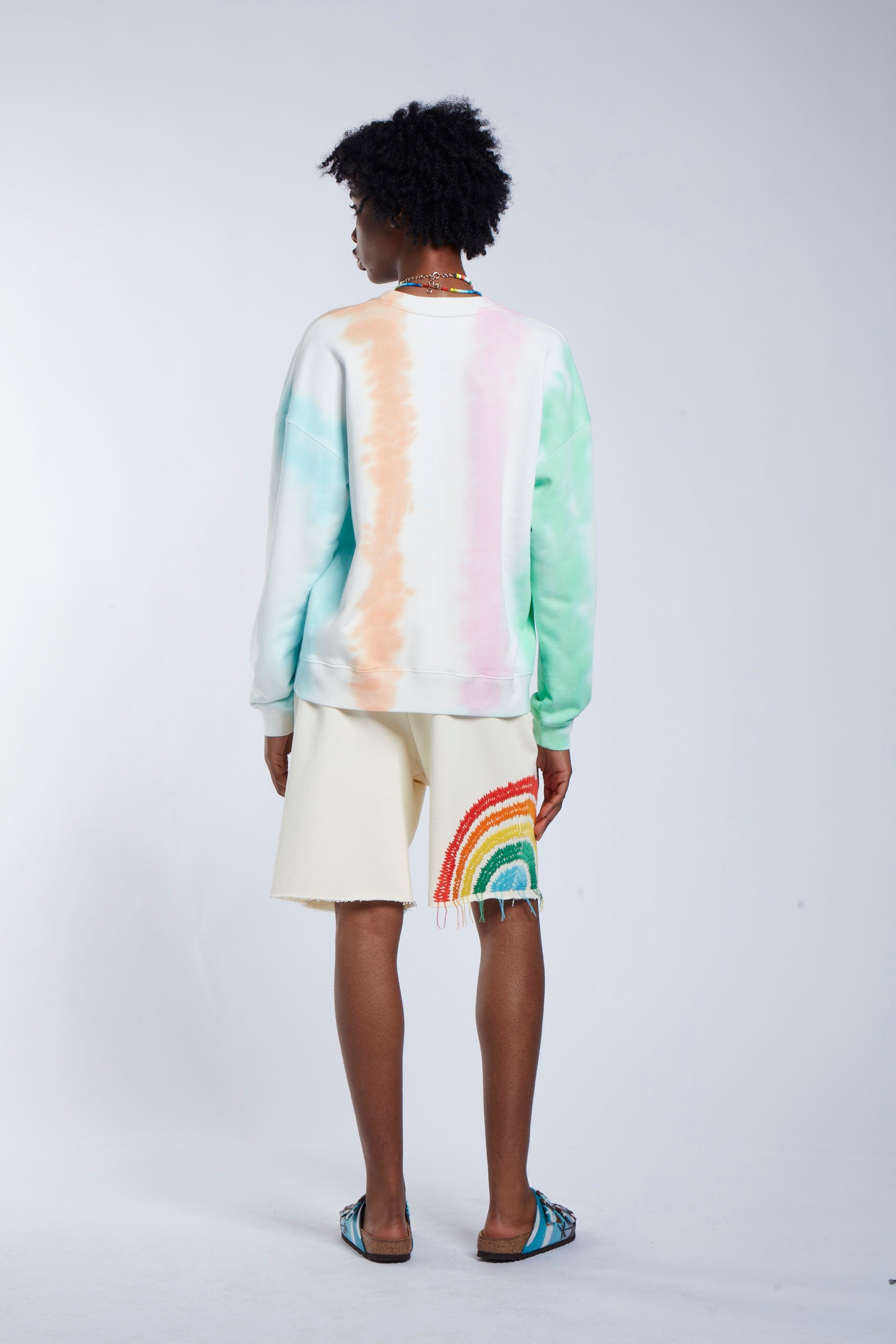 Tie-Dye Stripe Embroidered Sweater 