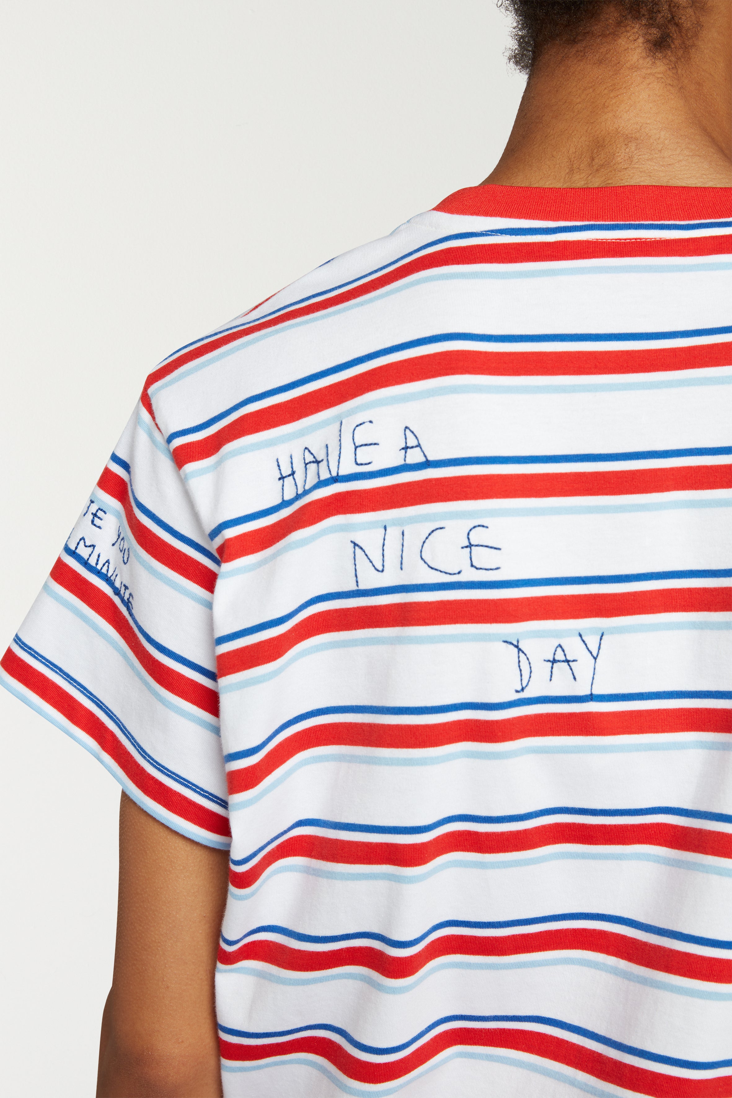 Striped Embroidered Scribble Tee
