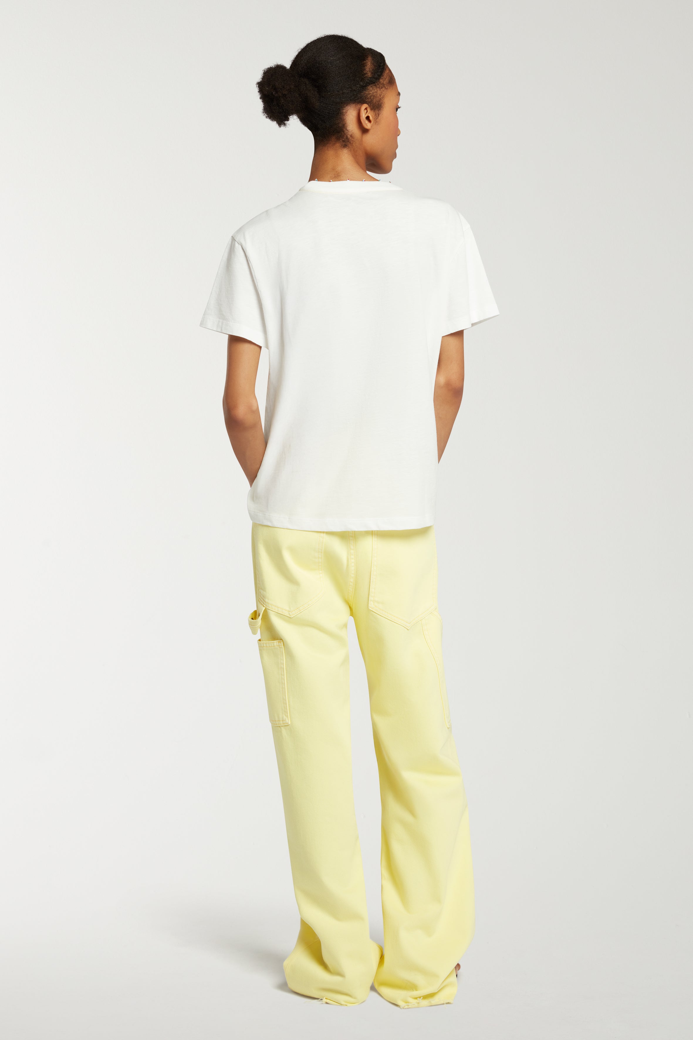 Slub Tee With Flower Embroidery