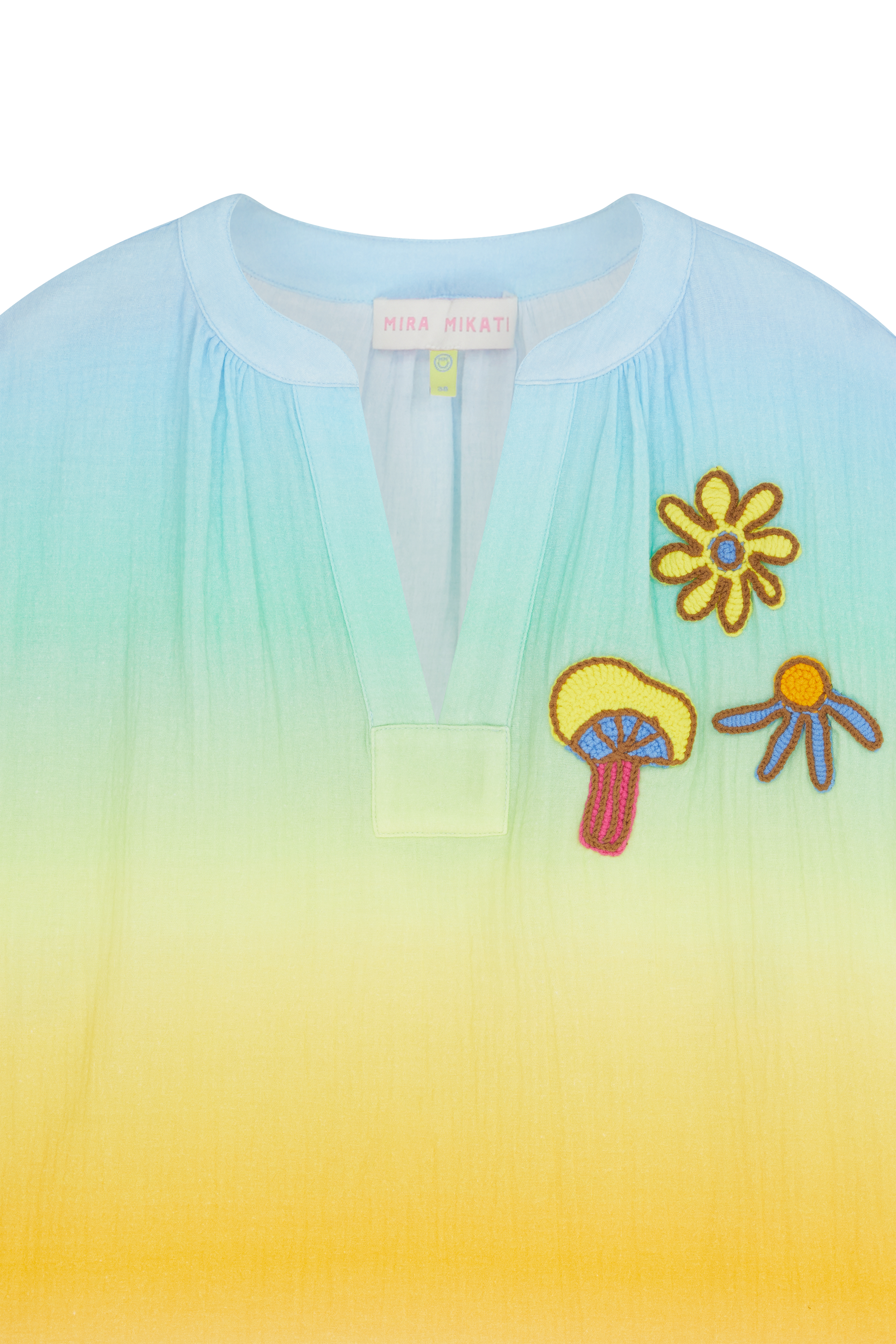 Printed Ombre V Neck Top 