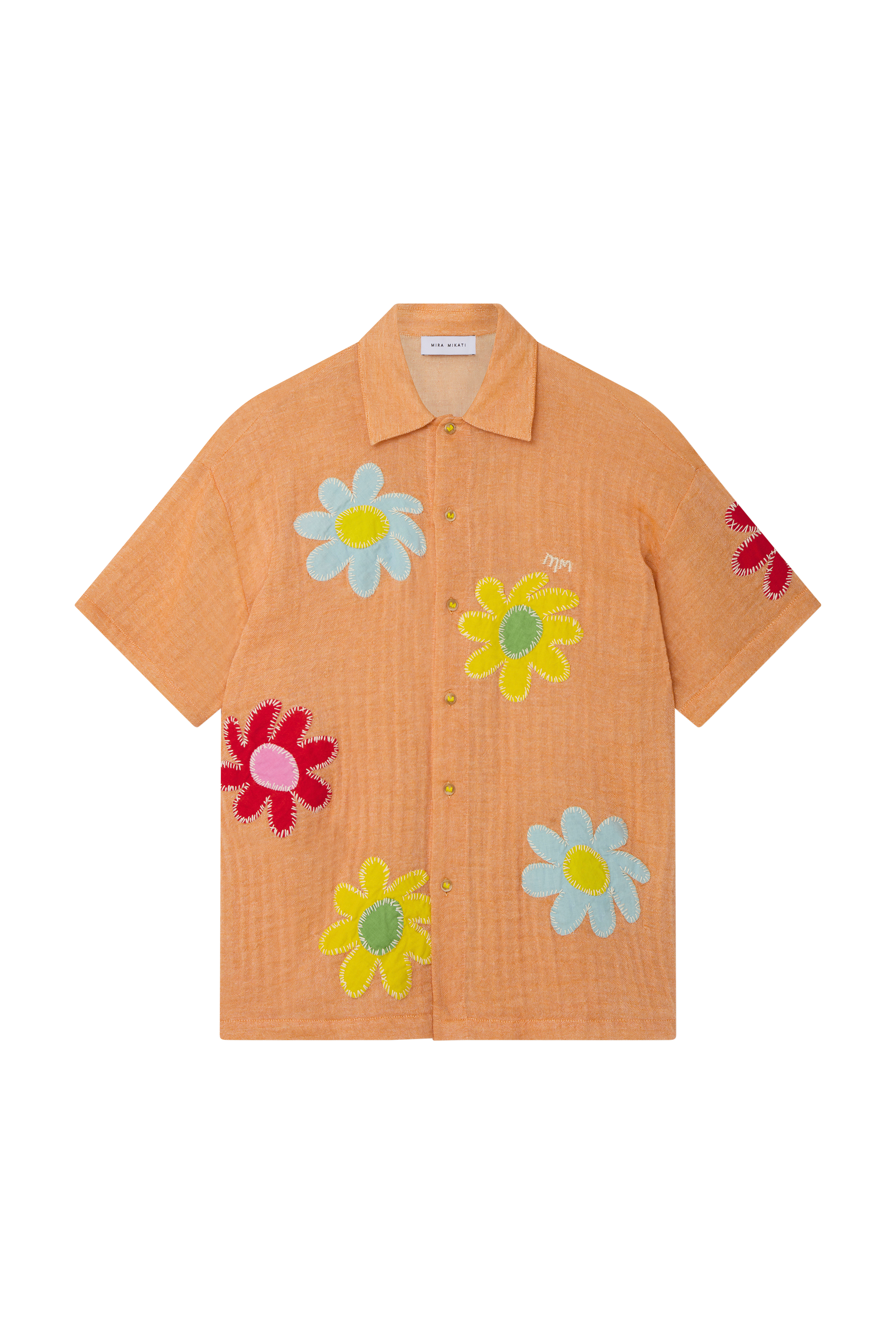 Flower Appliqué Short Sleeve Shirt 