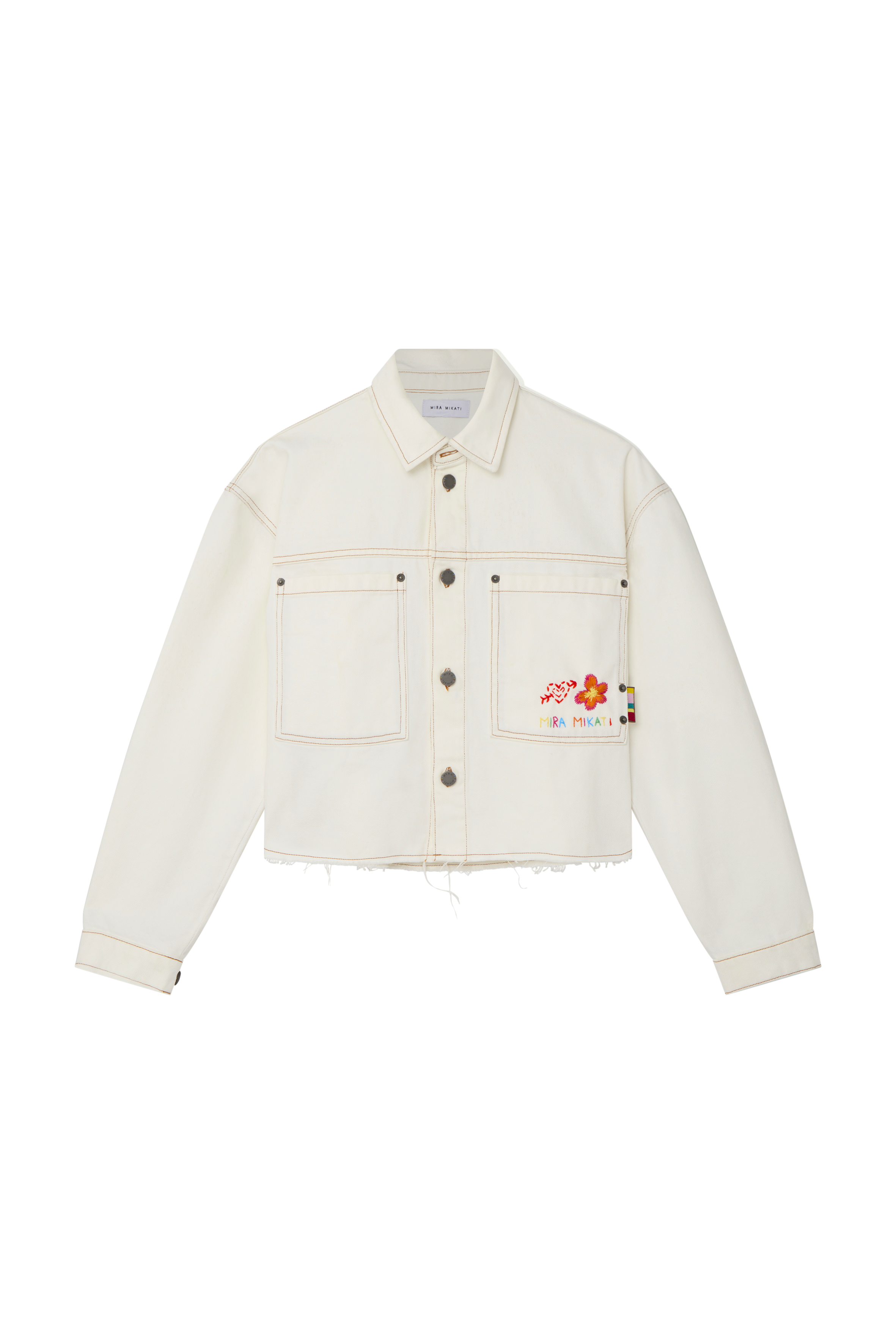 Cropped Embroidered Denim Jacket 