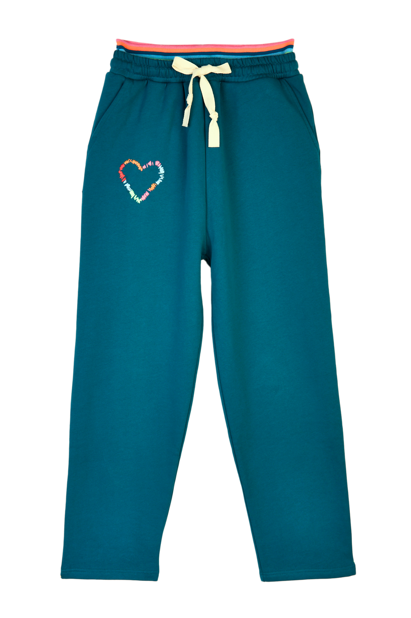 Double Waistband Jogger With Heart Embroidery 