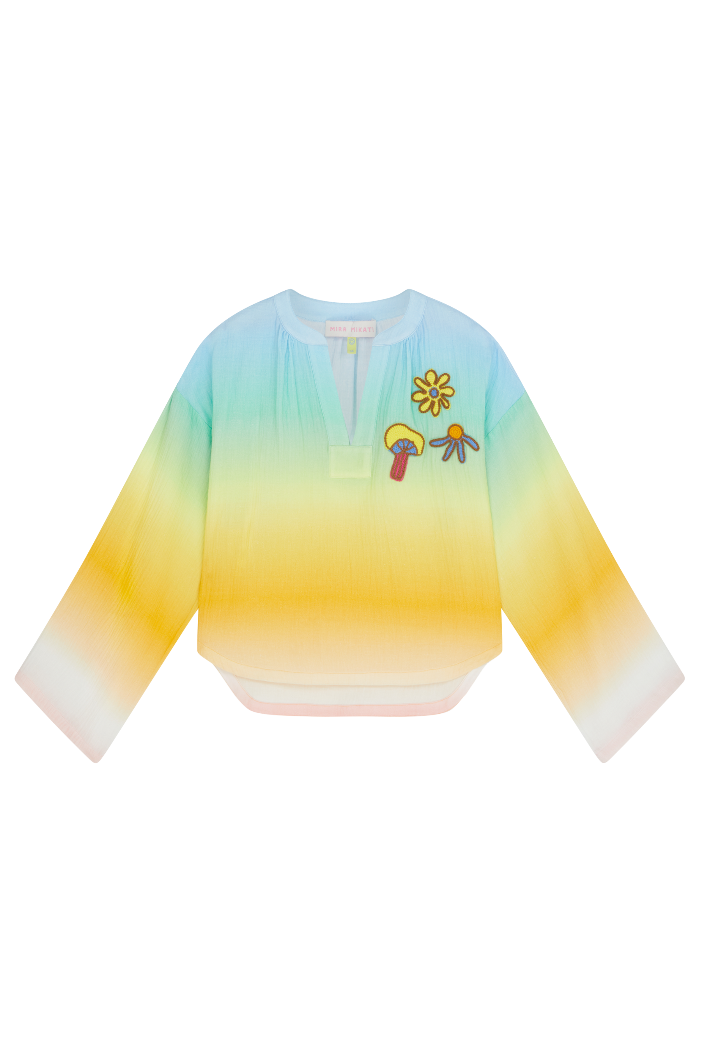 Printed Ombre V Neck Top 