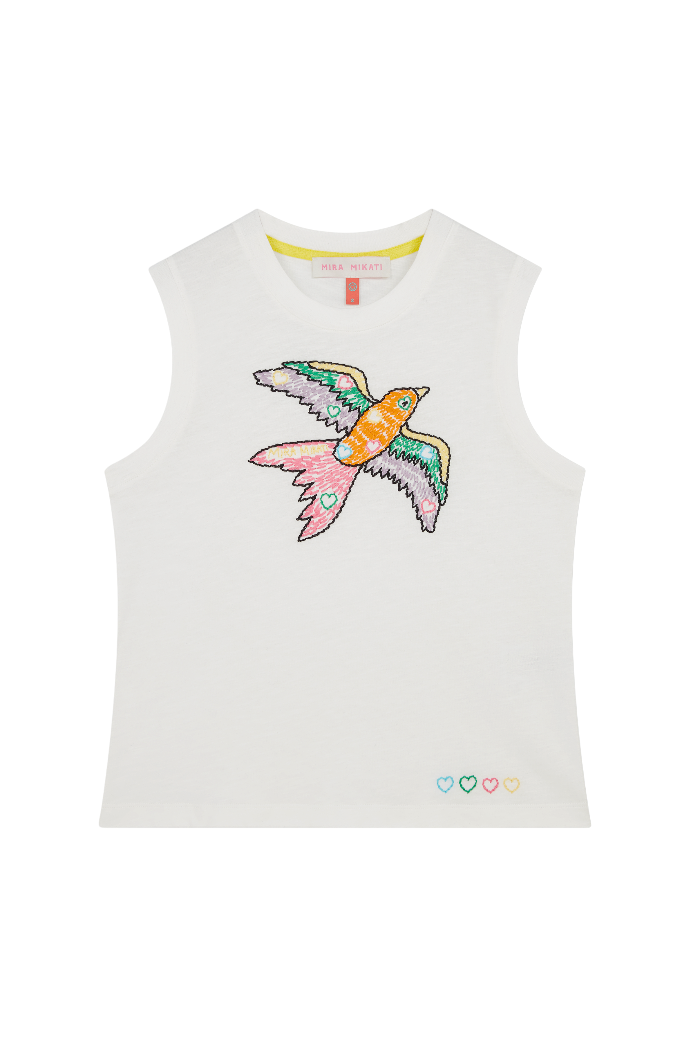 Embroidered Bird Sleeveless T-shirt