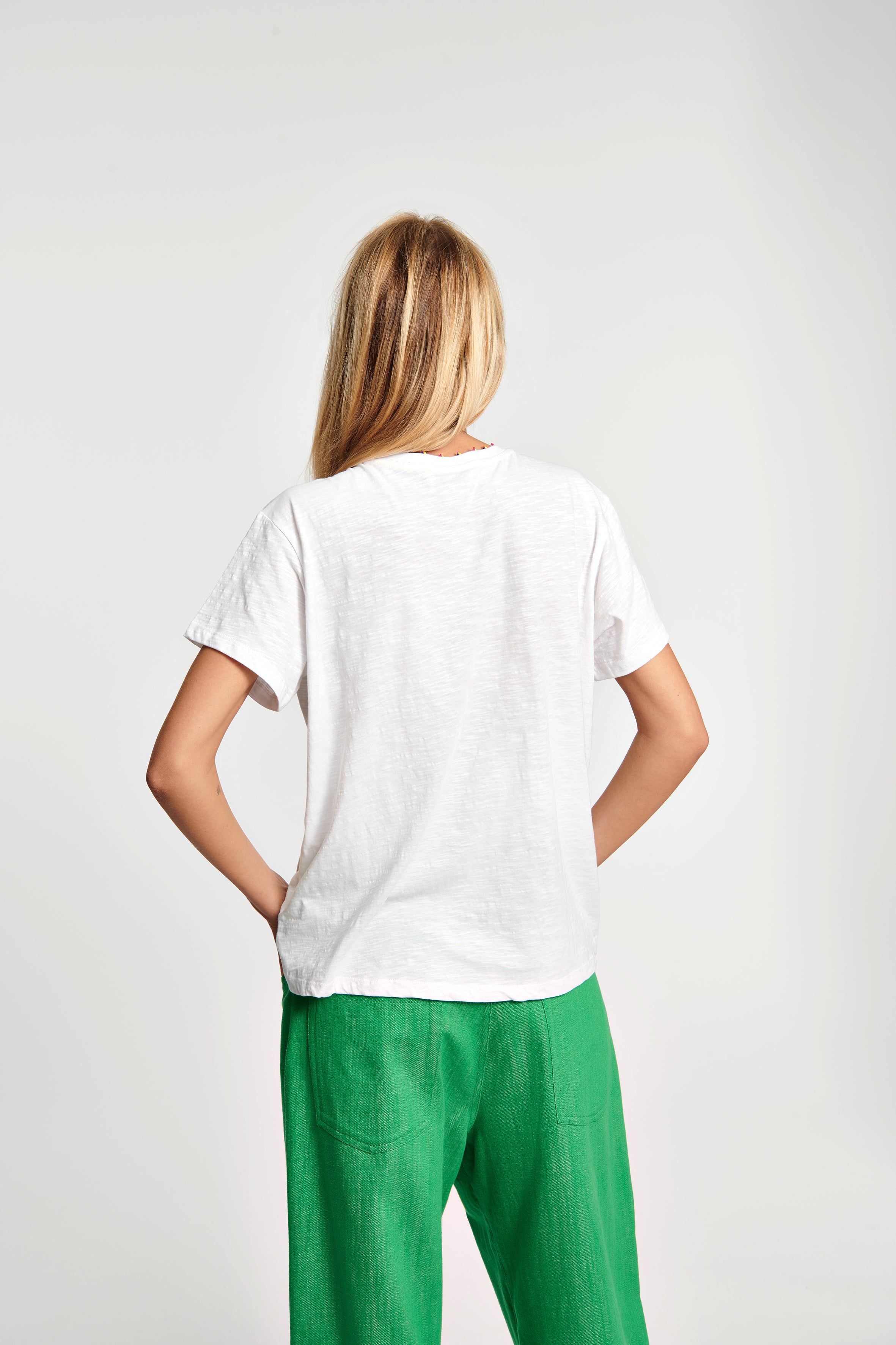 Embroidered Palm Tree Melange T-Shirt